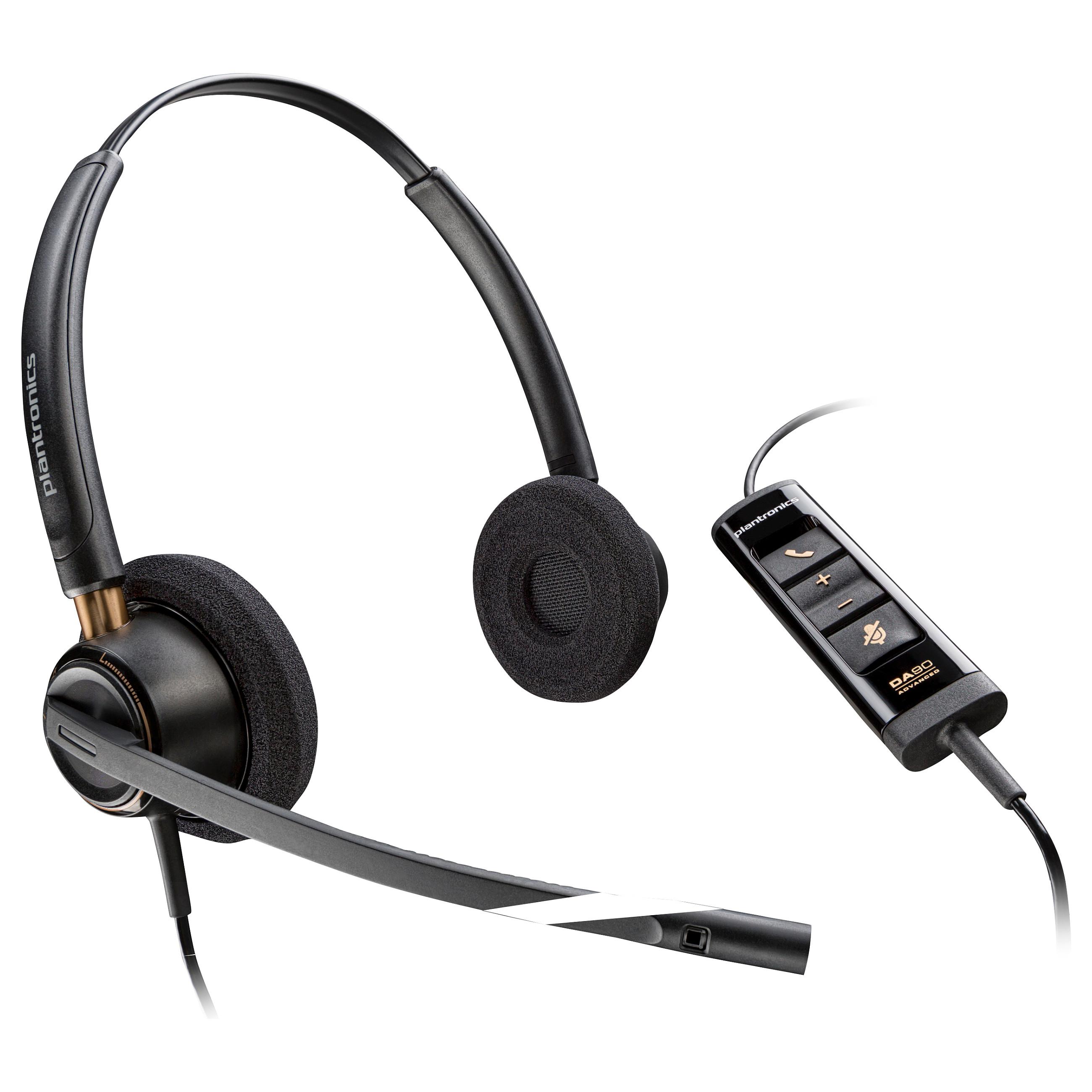 Poly EncorePro 525 stereo headset med USB-A, Microsoft Teams-certificeret, sort