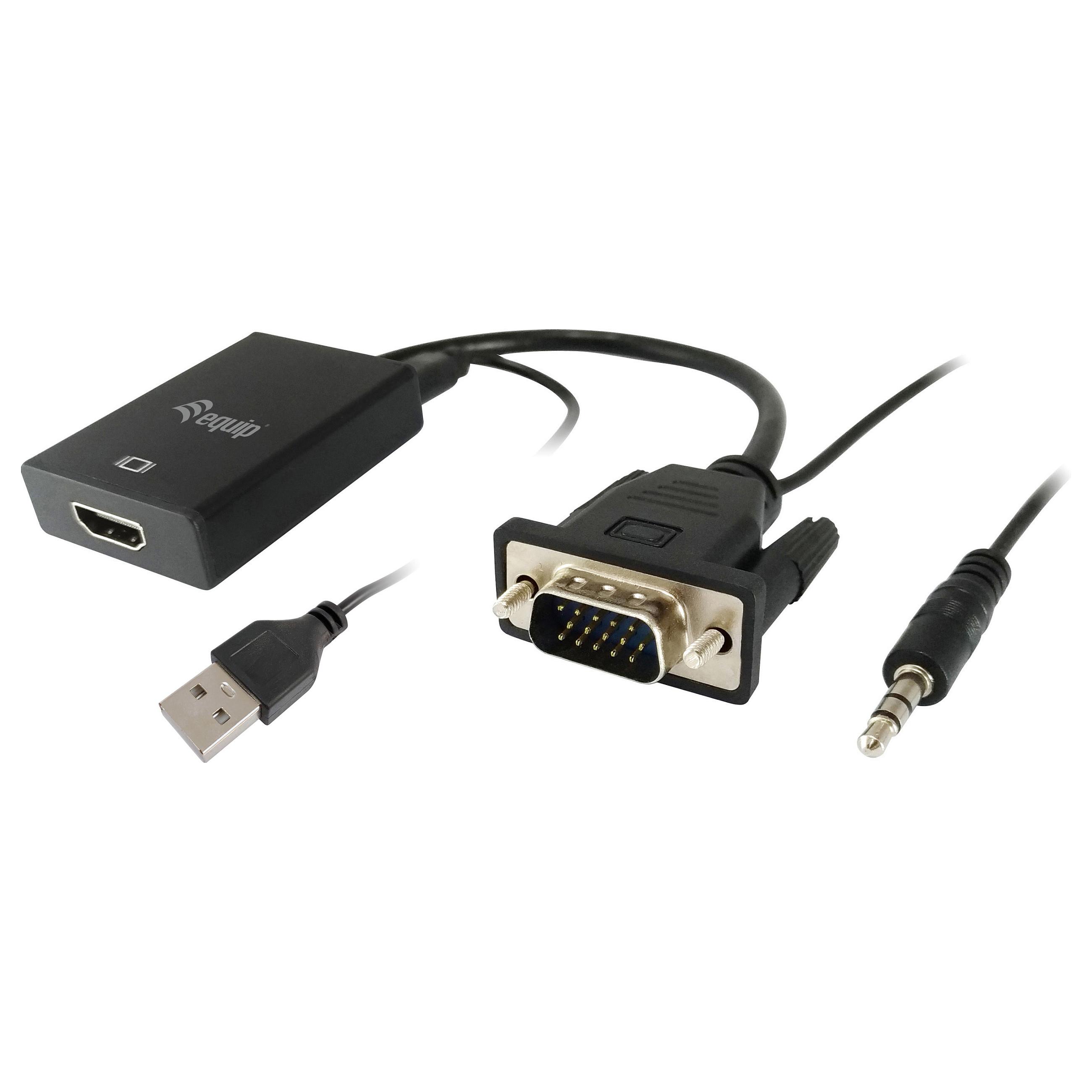 VGA til HDMI-adapter Equip 119038 med lyd - sort