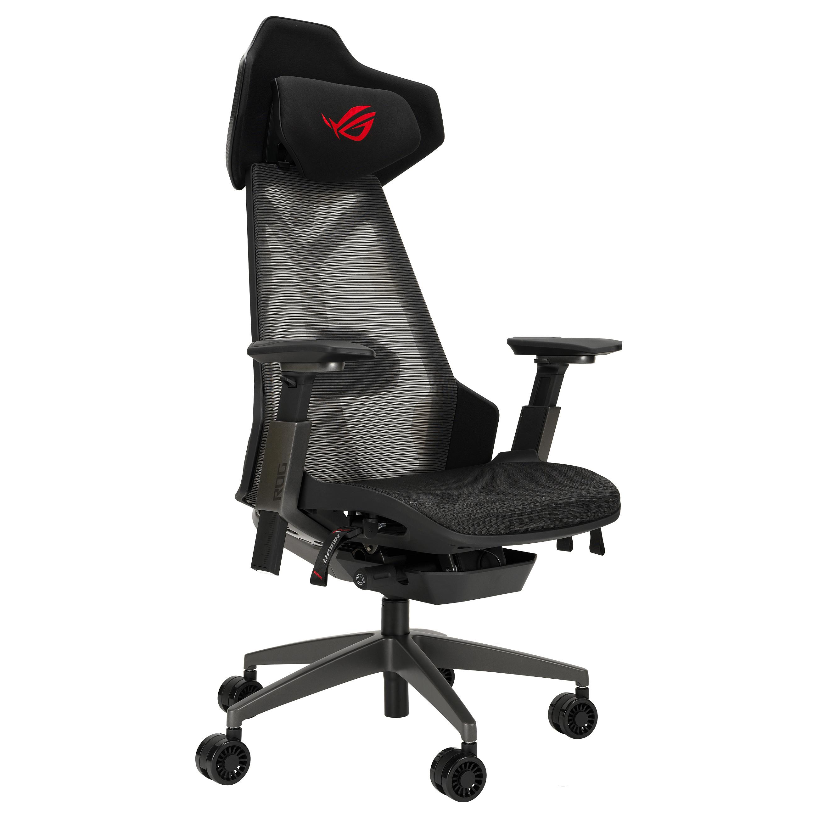 ASUS ROG Destrier Ergo - Spillestol - armstøtter - T-formet - vippe - drejeled - aluminiumlegering - sort