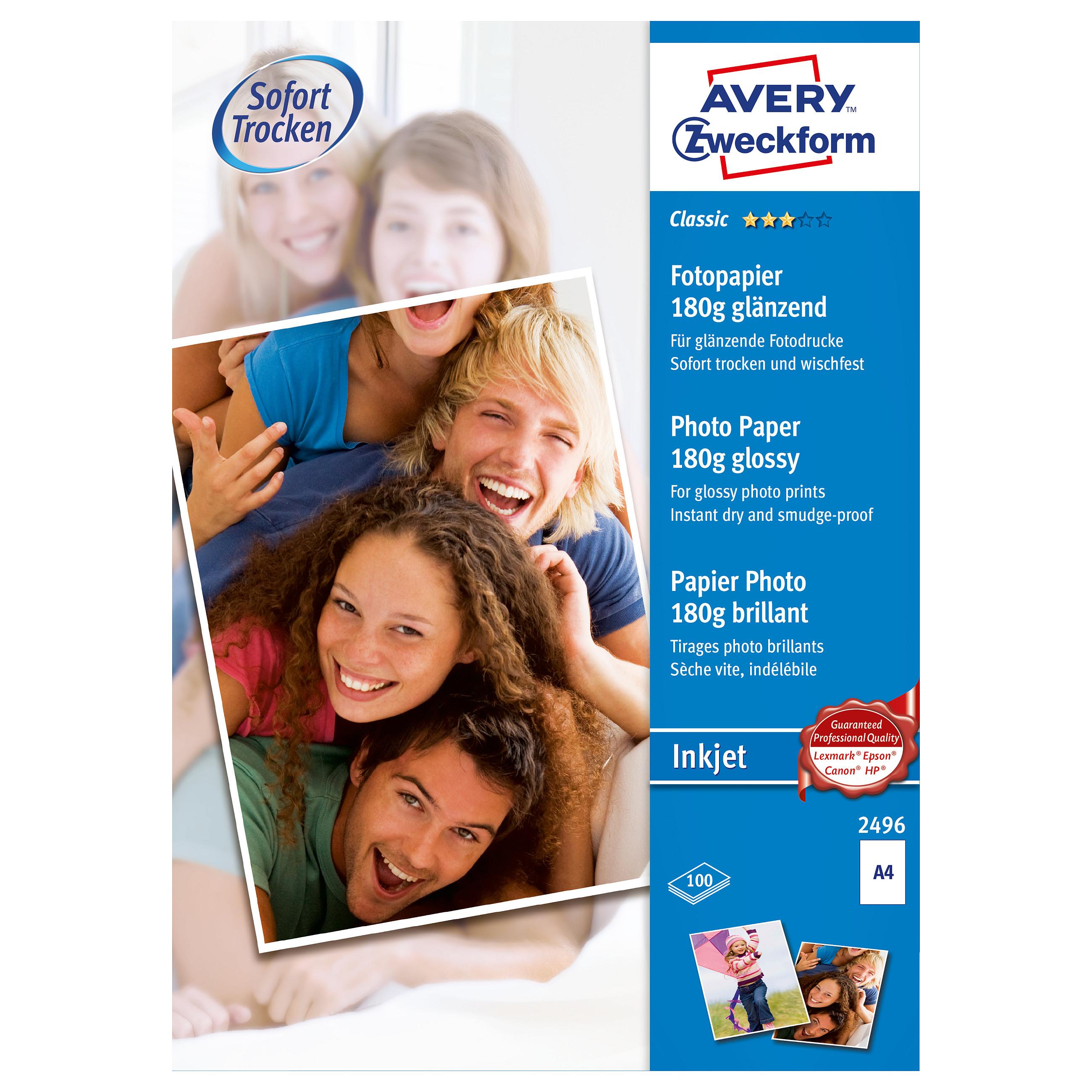 Avery Zweckform Everyday - Semi-skinnende - hvid - A4 (210 x 297 mm) - 180 g/m2 - 100 ark fotopapir