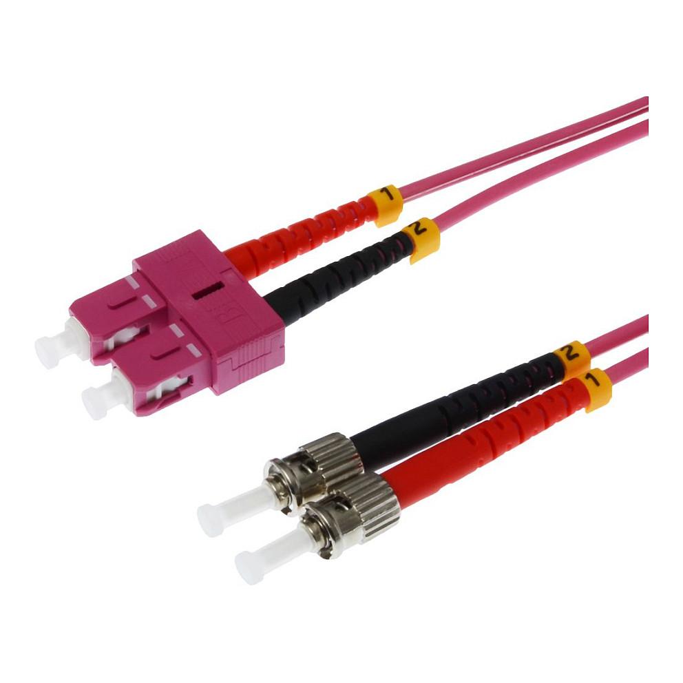 Fiberoptisk patchkabel Helos OM4 SC til 2x ST duplex LSZH 1 m - erikaviolett