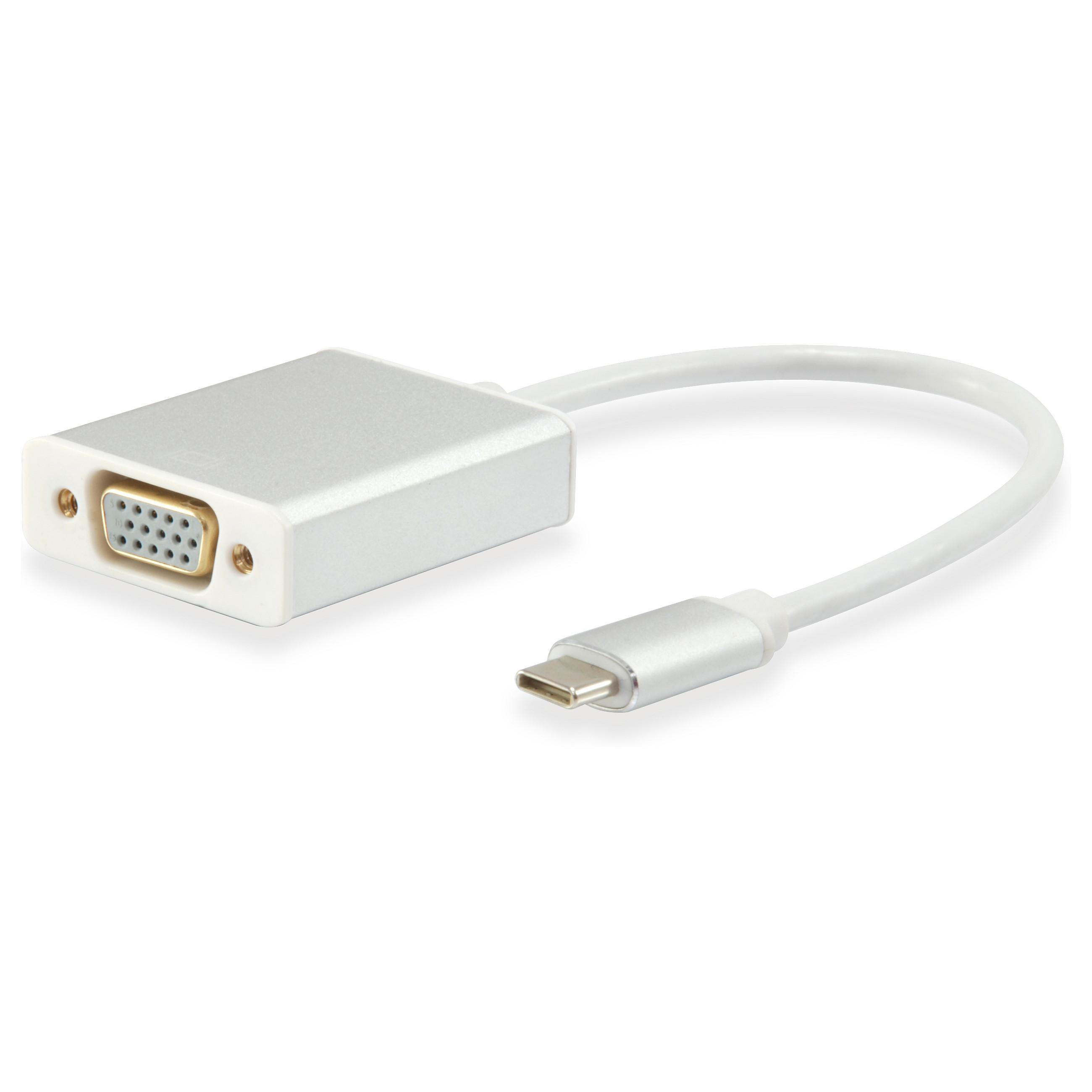 USB-C til VGA-adapter Equip 133451 - hvid, 0,15 m