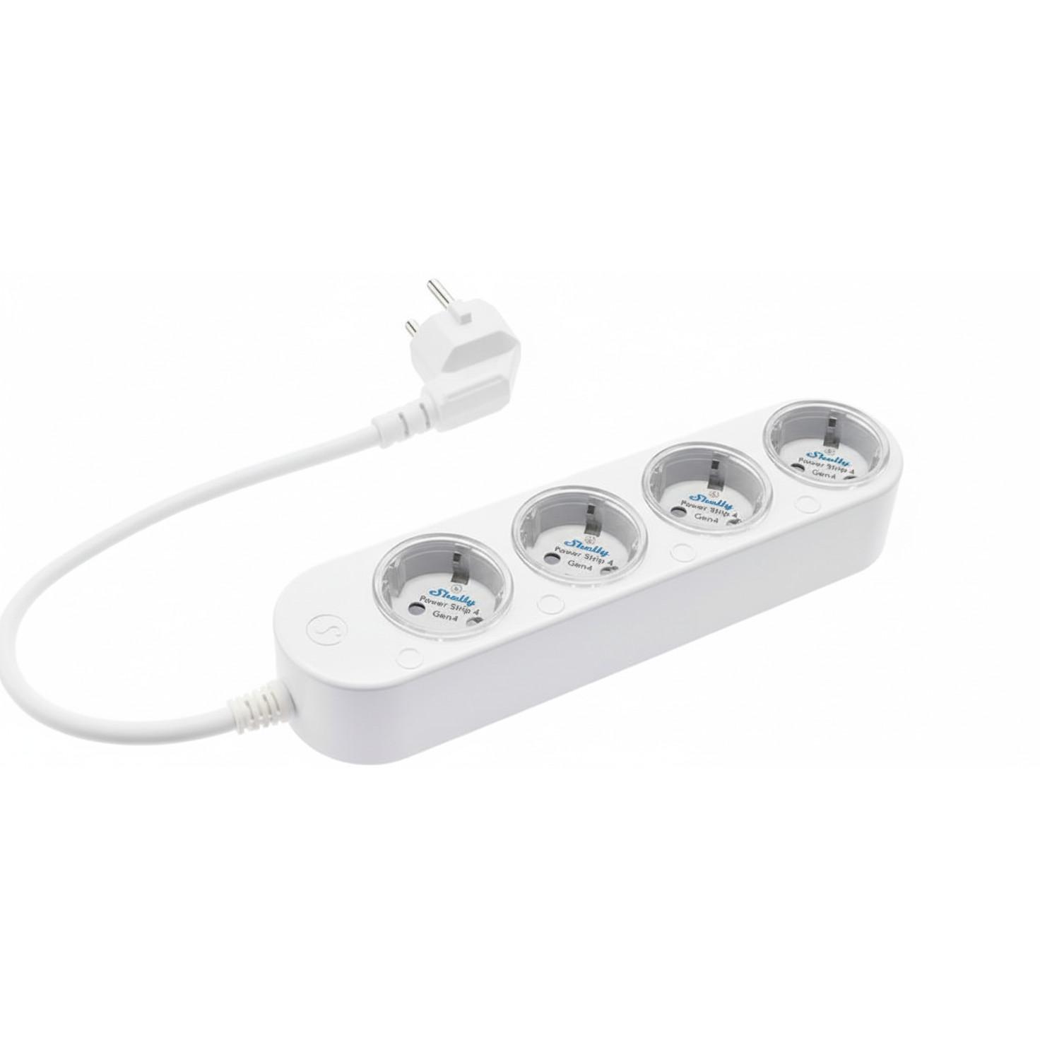Shelly Power Strip Gen4, stikdåse, Zigbee, WiFi, Matter, hvid