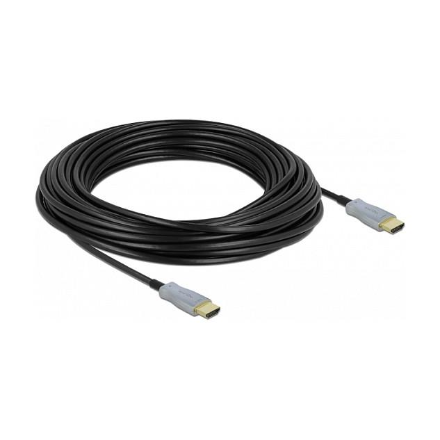 Delock - HDMI-kabel - HDMI han til HDMI han - 15 m - fiberoptik - sort - 4K support, Active Optical Cable (AOC)
