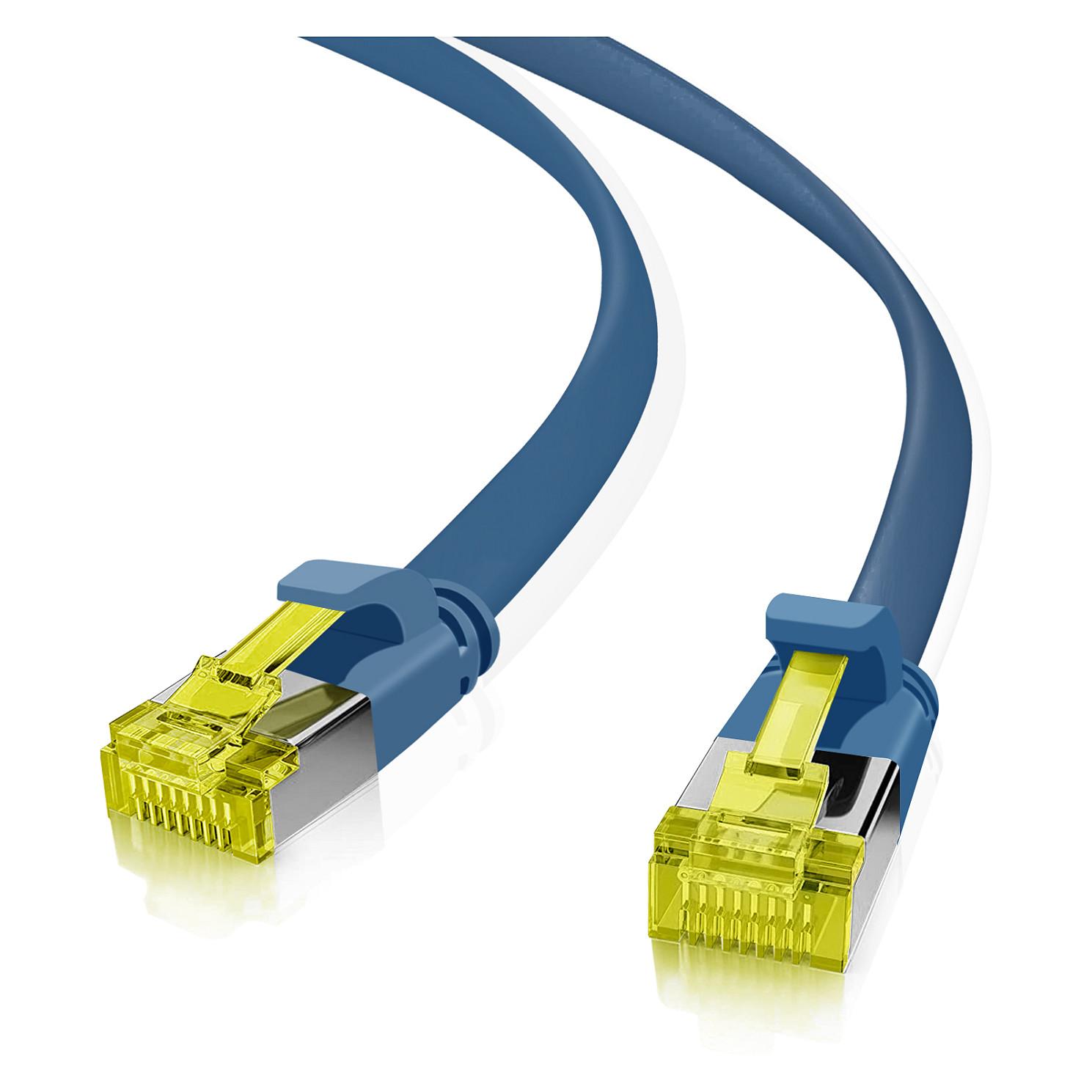 Patchkabel Helos Cat.6a U/FTP ultrafladt RJ-45 15 m - blå