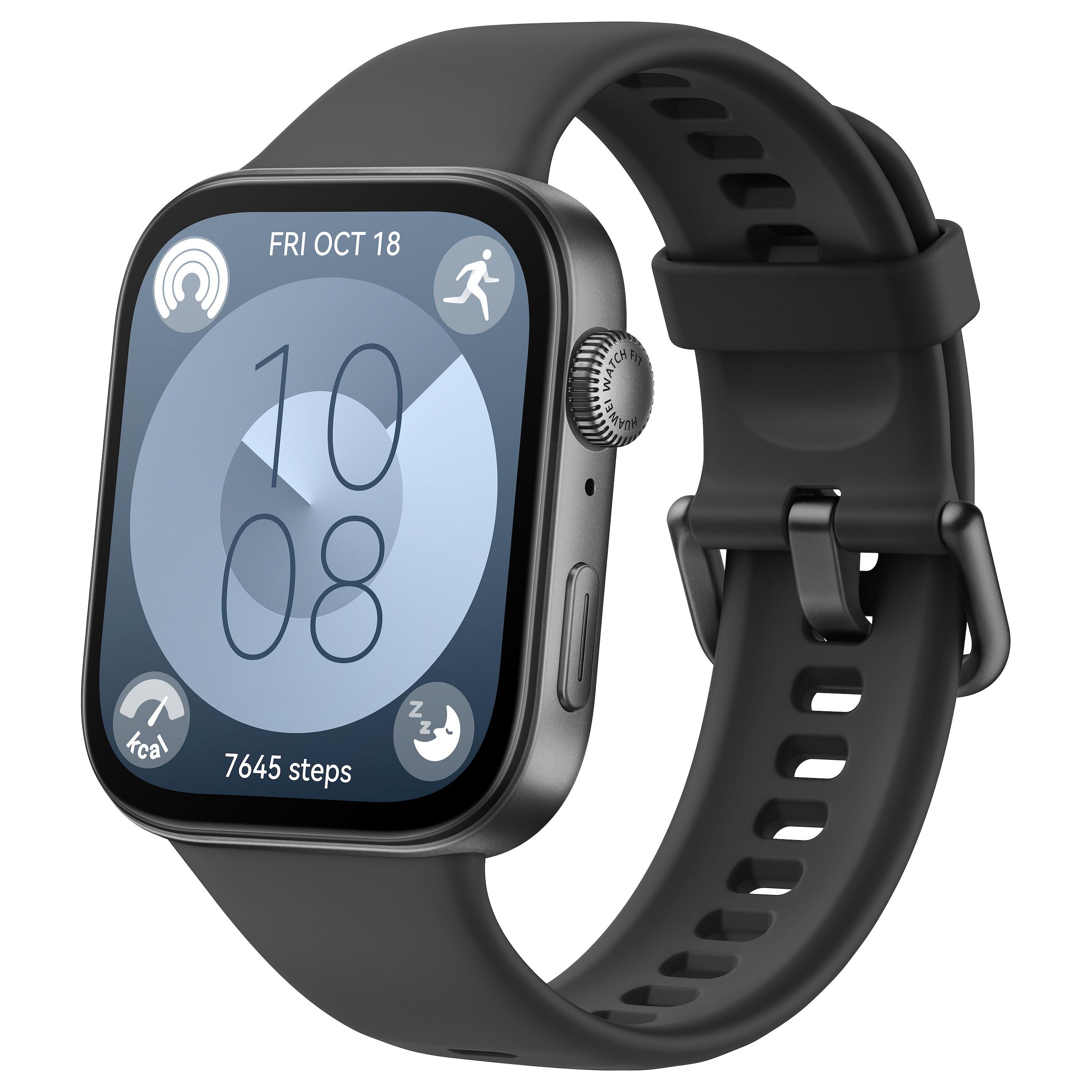 Huawei Watch Fit 3 - Aluminiumslegering - smart ur med rem - fluoroelastomer - Sort - håndledsstørrelse: 120-190 mm - display 1.82 - Bluetooth, Wi-Fi - 26 g - Sort