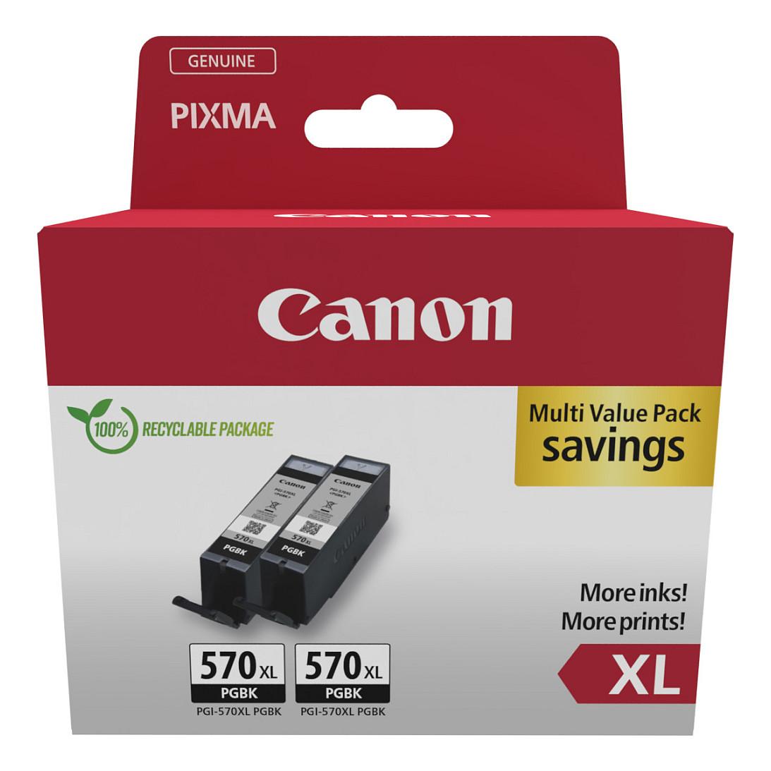 Canon PGI-570PGBK XL Twin Pack sort original blækpatron 2-pak 22 ml til PIXMA printer
