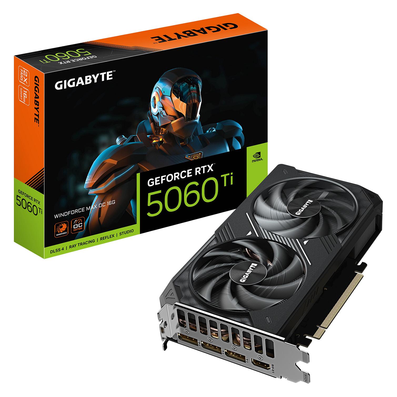 Gigabyte WINDFORCE MAX - OC Edition - grafikkort - GeForce RTX 5060 Ti - 16 GB GDDR7 - PCI Express 5.0 - 3 x DisplayPort, HDMI - boks
