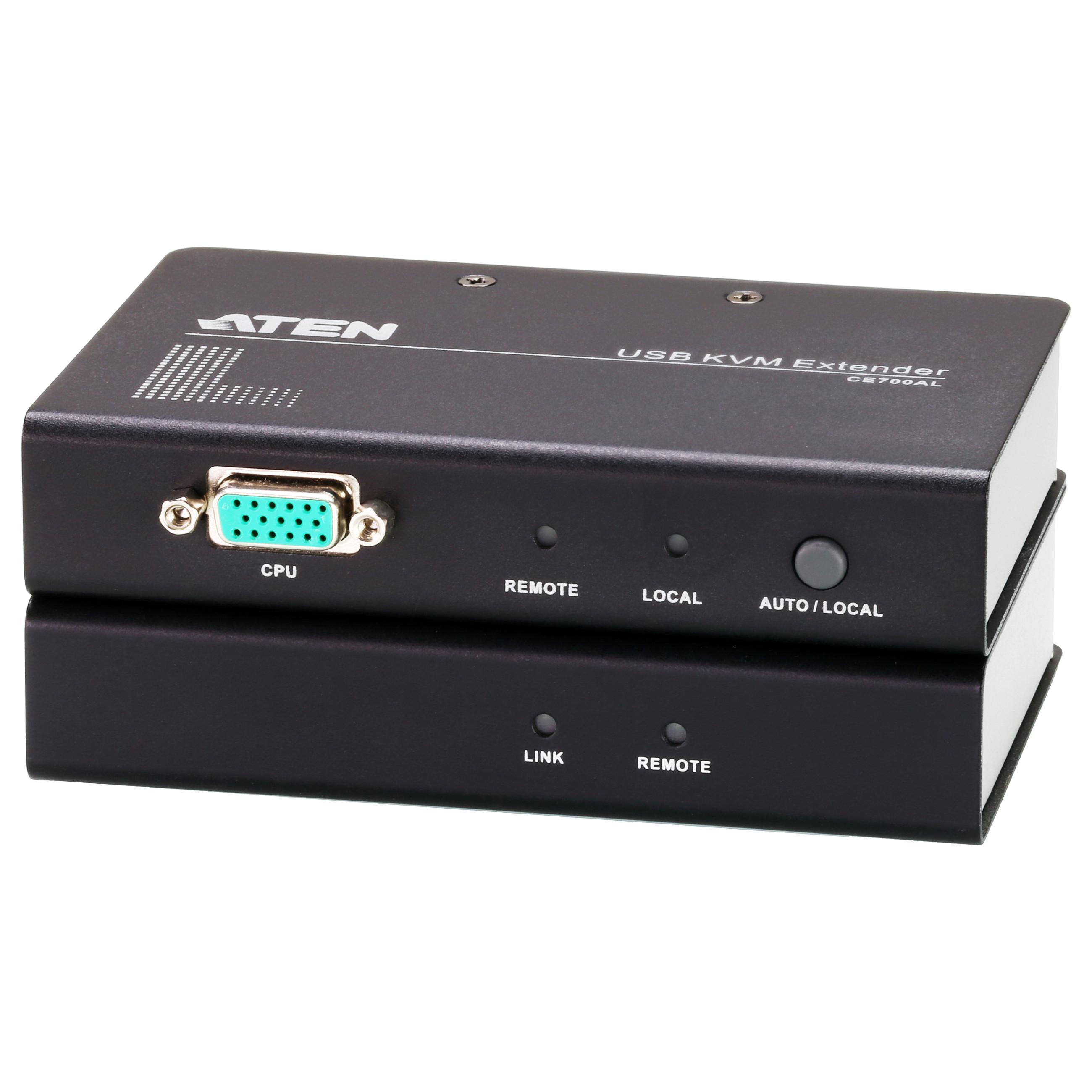 ATEN CE700A-AT-G, Sender & modtager, Ledningsført, 150 m, Cat5e, 1920 x 1200, 1600 x 1200, 1280 x 1024, Sort, Grå