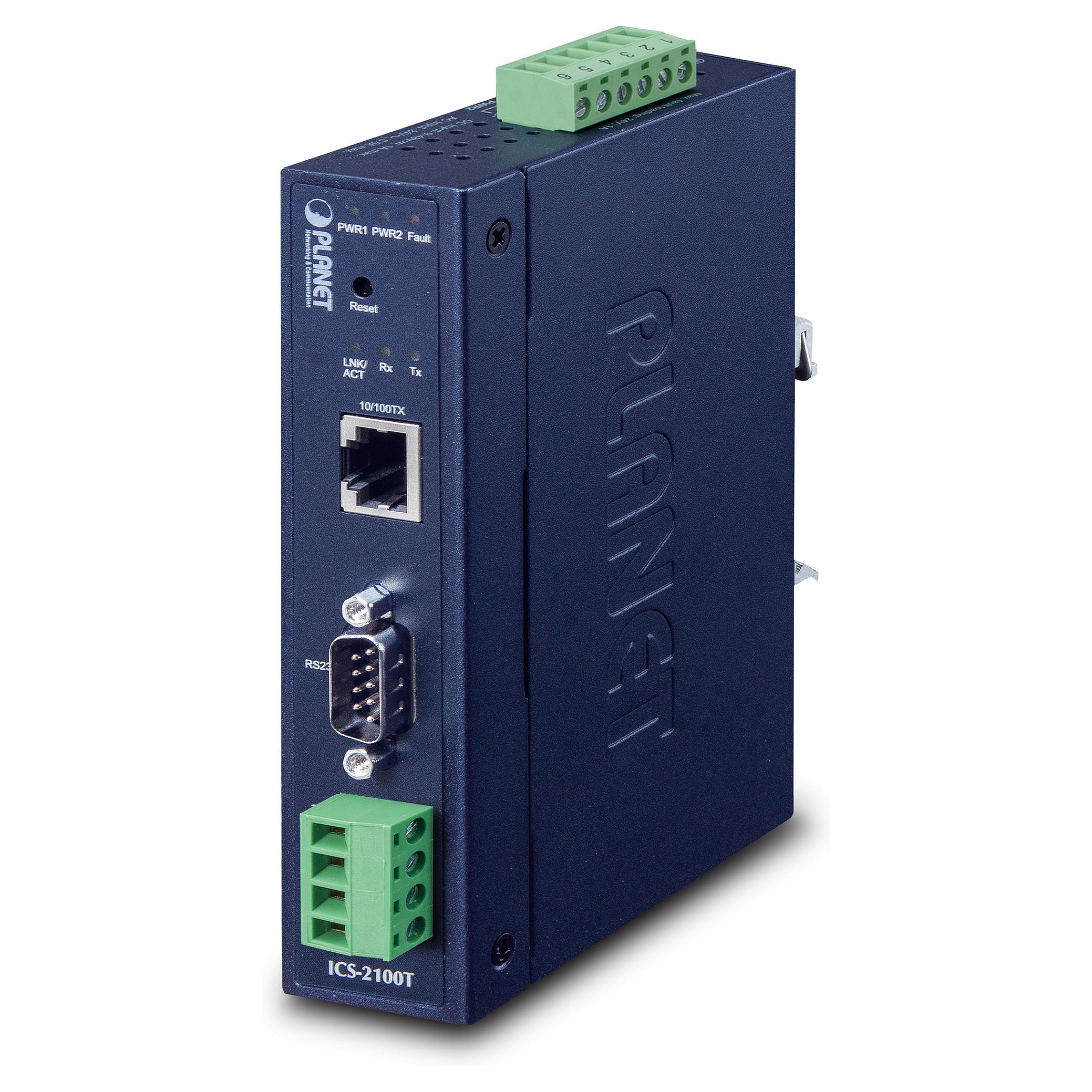 Planet ICS-2100T industriel seriel server med 2 serielle porte, IP30 og metalhus