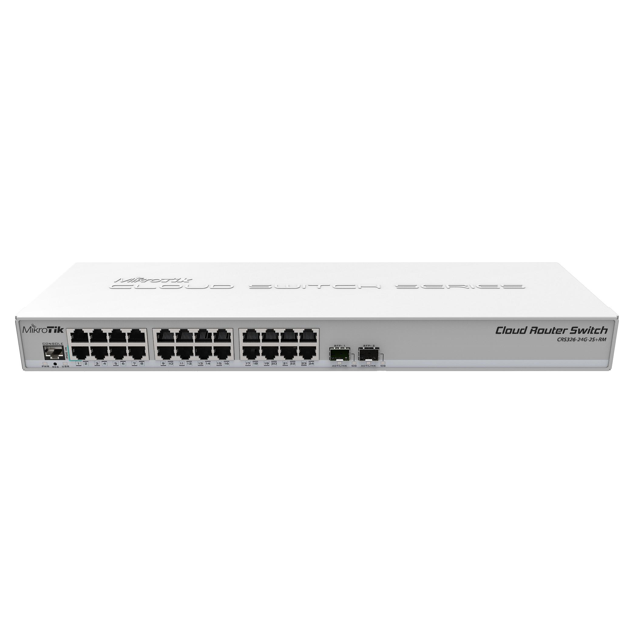 MikroTik Cloud Router Switch CRS326-24G-2S+RM - Switch - L3 - Administreret - 24 x 10/100/1000 + 2 x SFP+ - monterbar på stativ - PoE