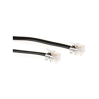 ACT Black 3 meter flat telephone cable with RJ11 connectors