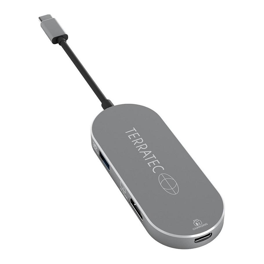 TERRATEC Connect C5 USB 3.2 Gen 1 USB-C hub med 2 x USB-A, HDMI og aluminiumhus - sølv