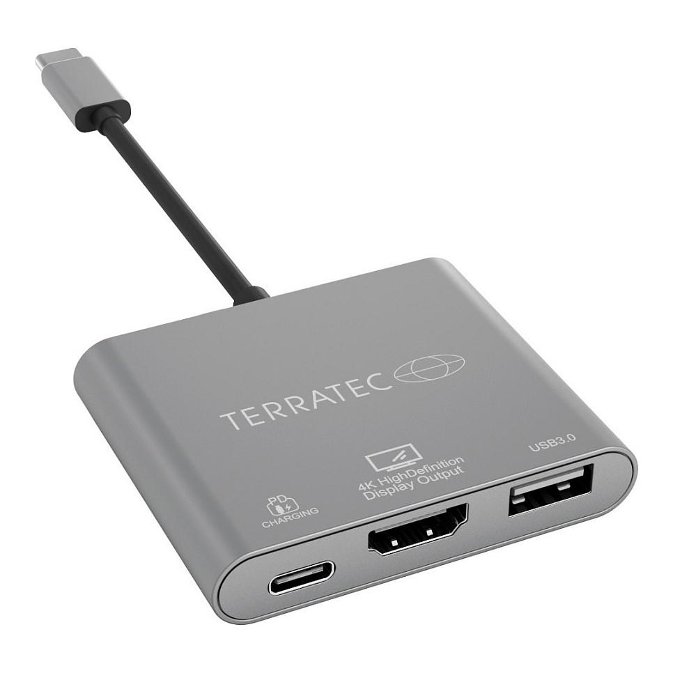 TERRATEC Connect C3 USB-C hub med HDMI, USB 3.2 Gen 1 og USB-C PD - Sølv