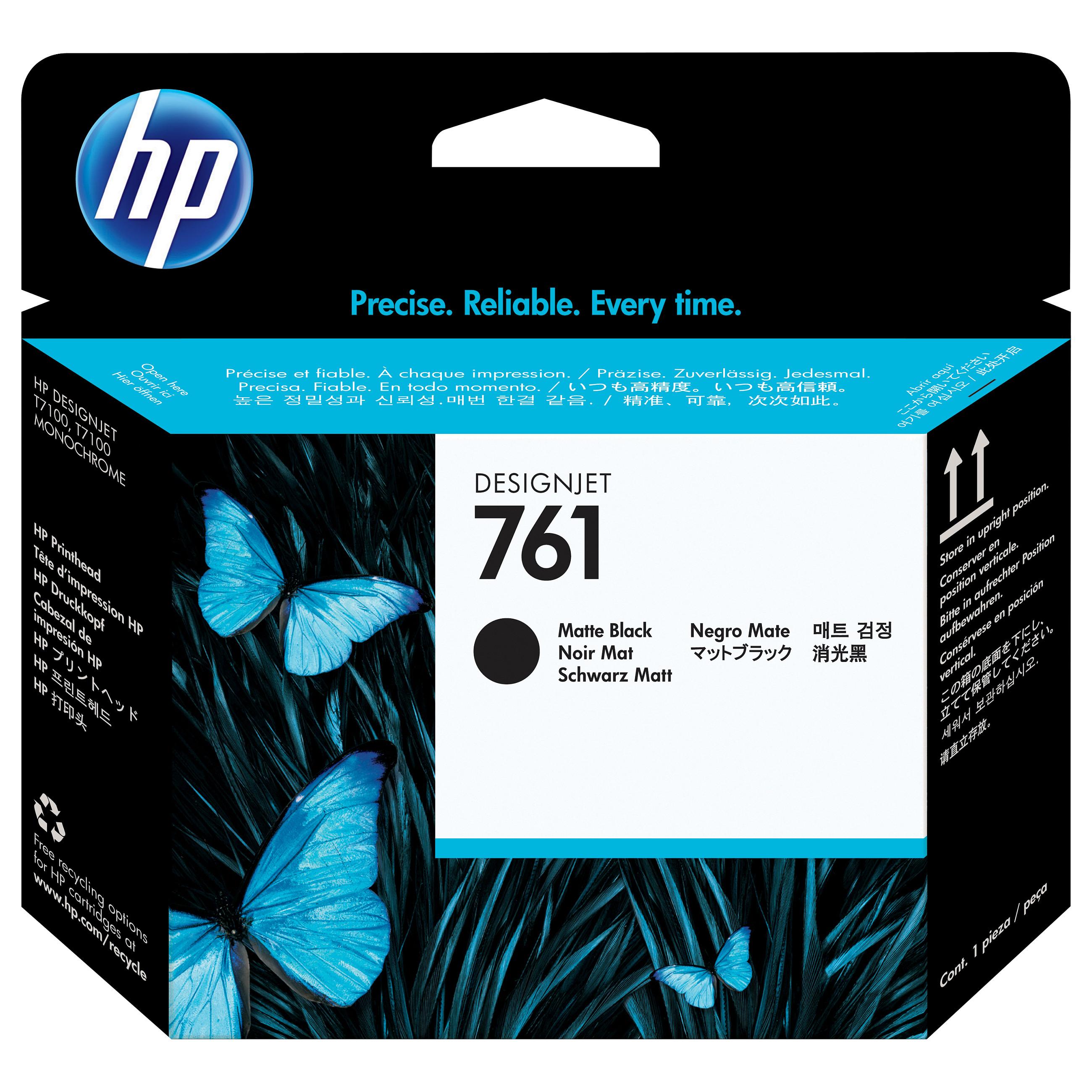 HP 761 Designjet-skrivehoved, matsort/matsort, HP DesignJet T7100-printer, Termisk inkjet, Mat sort, CH648A, Singapore, 28 mm