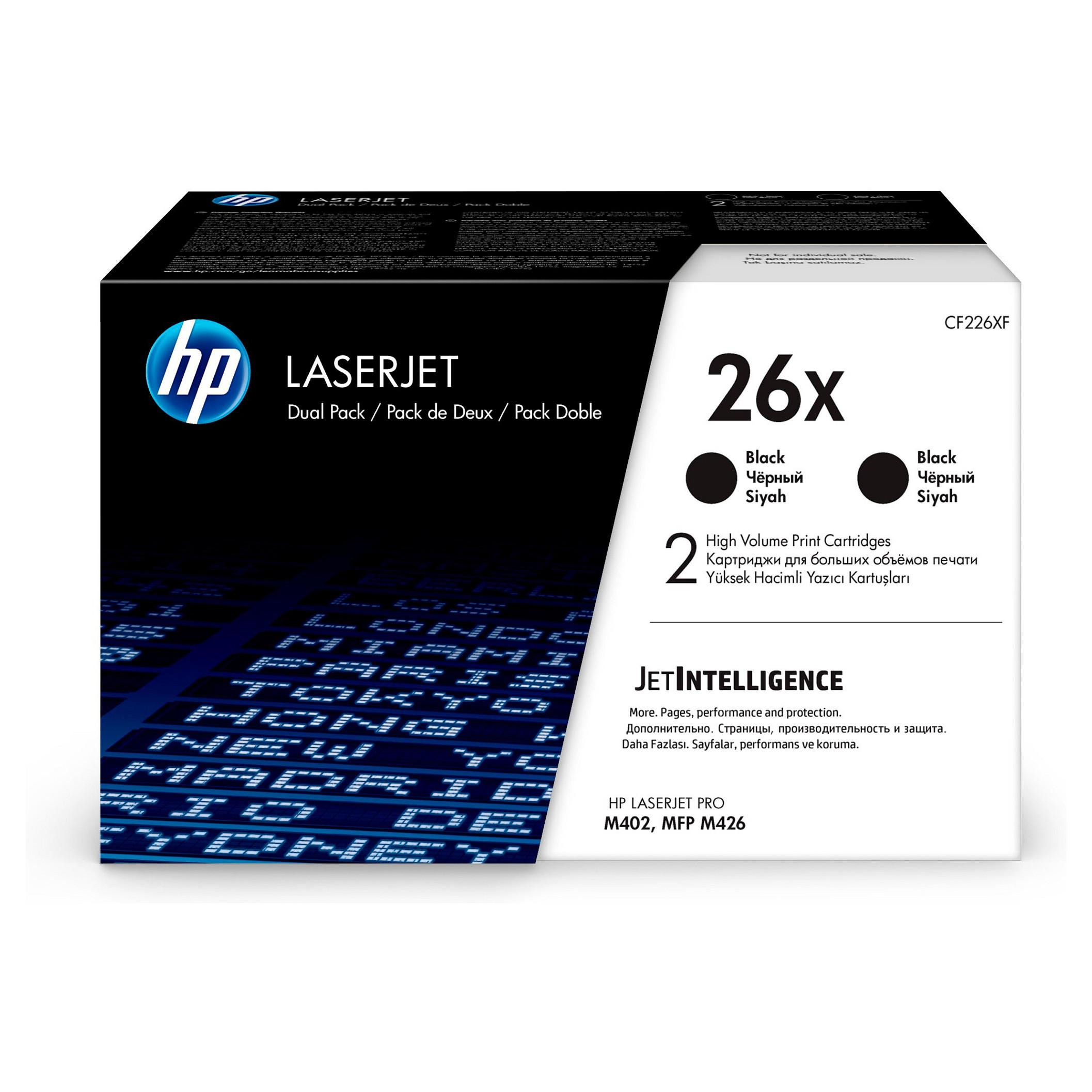 HP 26X - 2 pakker - Højtydende - sort - original - LaserJet - tonerpatron (CF226XD) - for LaserJet Pro M402, MFP M426