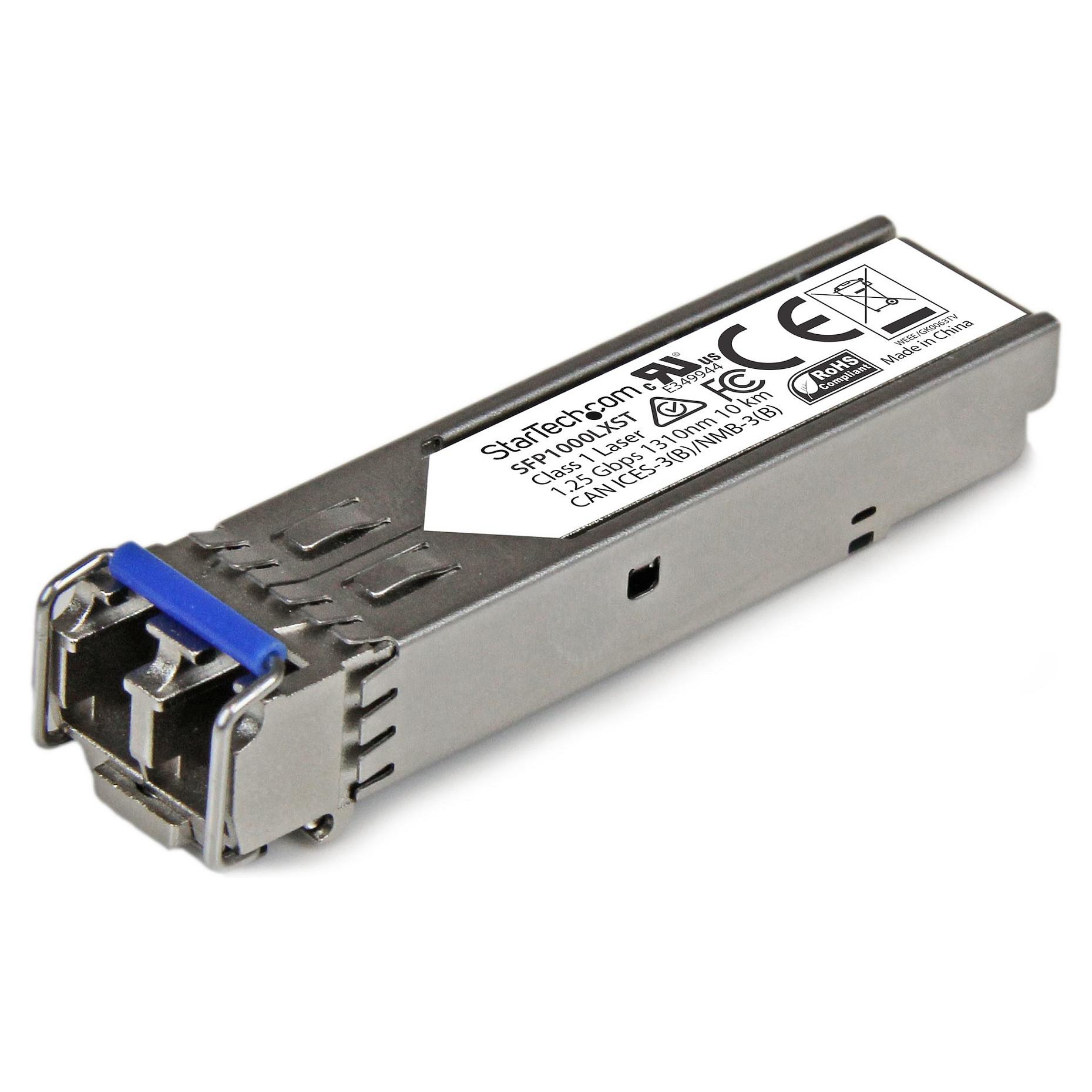 Startech MSA Uncoded Compatible SFP Module, 1000BASE-LX, 1GbE Single Mode (SMF) Fiber Optic Transceiver, 1GE Gigabit Ethernet SFP, LC Connector, 10km, 1310nm, DDM, Mini GBIC Module - Lifetime Warranty (SFP1000LXST) - SFP (mini-GBIC) transceiver modul - 1GbE - 1000Base-LX - LC enkelttilstand - op til 10 km - 1310 nm - for P/N: US1GA30SFP, US1GC30SFP
