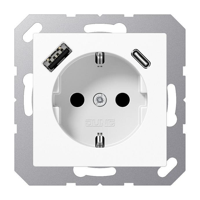 Stikkontakt JUNG A1520-15CAWW med USB-A/USB-C