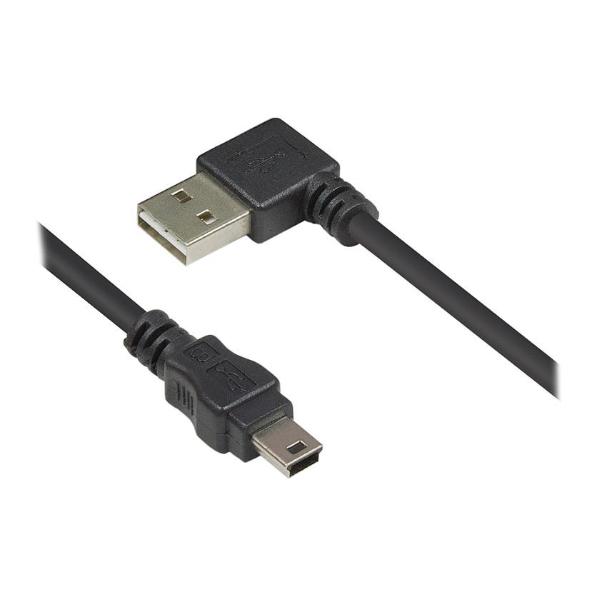 USB 2.0-kabel 3310-EU005W A til Mini-USB B 0,5 m - sort
