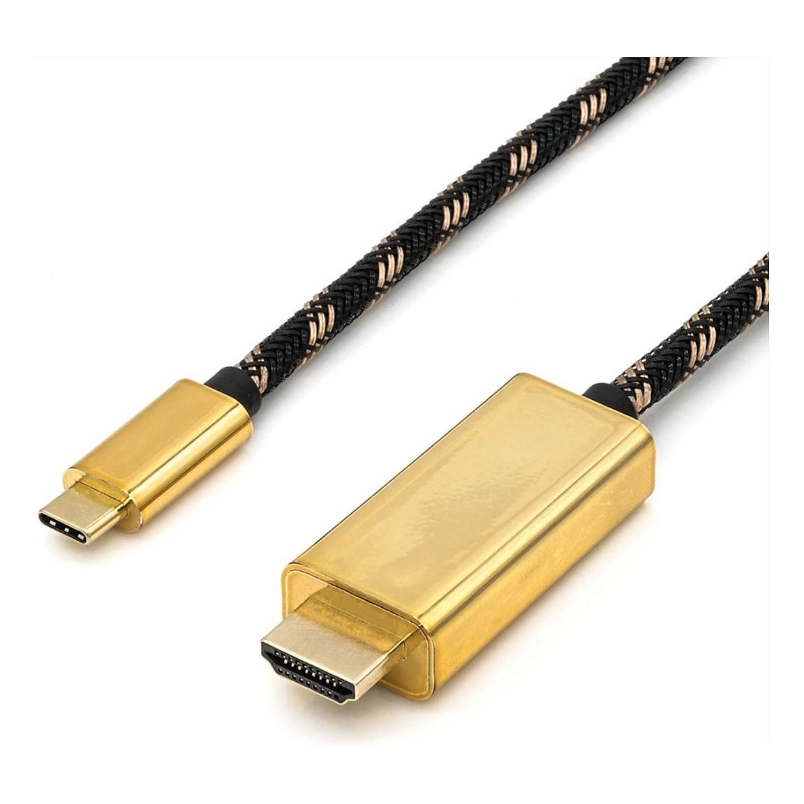 USB-C til HDMI adapterkabel ROLINE GOLD 2 m - sort/guld
