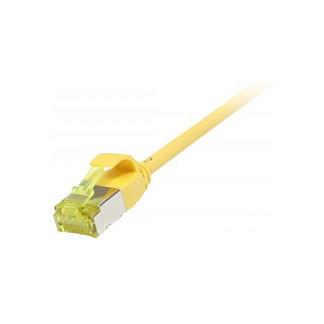 Patchkabel RJ45 CAT6A 500Mhz 10m gelb UFTP slimline rund d38mm TPELSZHSuperflex AWG32 mit CAT7 Rohkabel Synergy 21