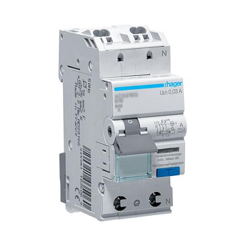 Hager Fi-LS 1P+N 127V 6kA B-16A ADS917D 30mA Typ A QuickConnect