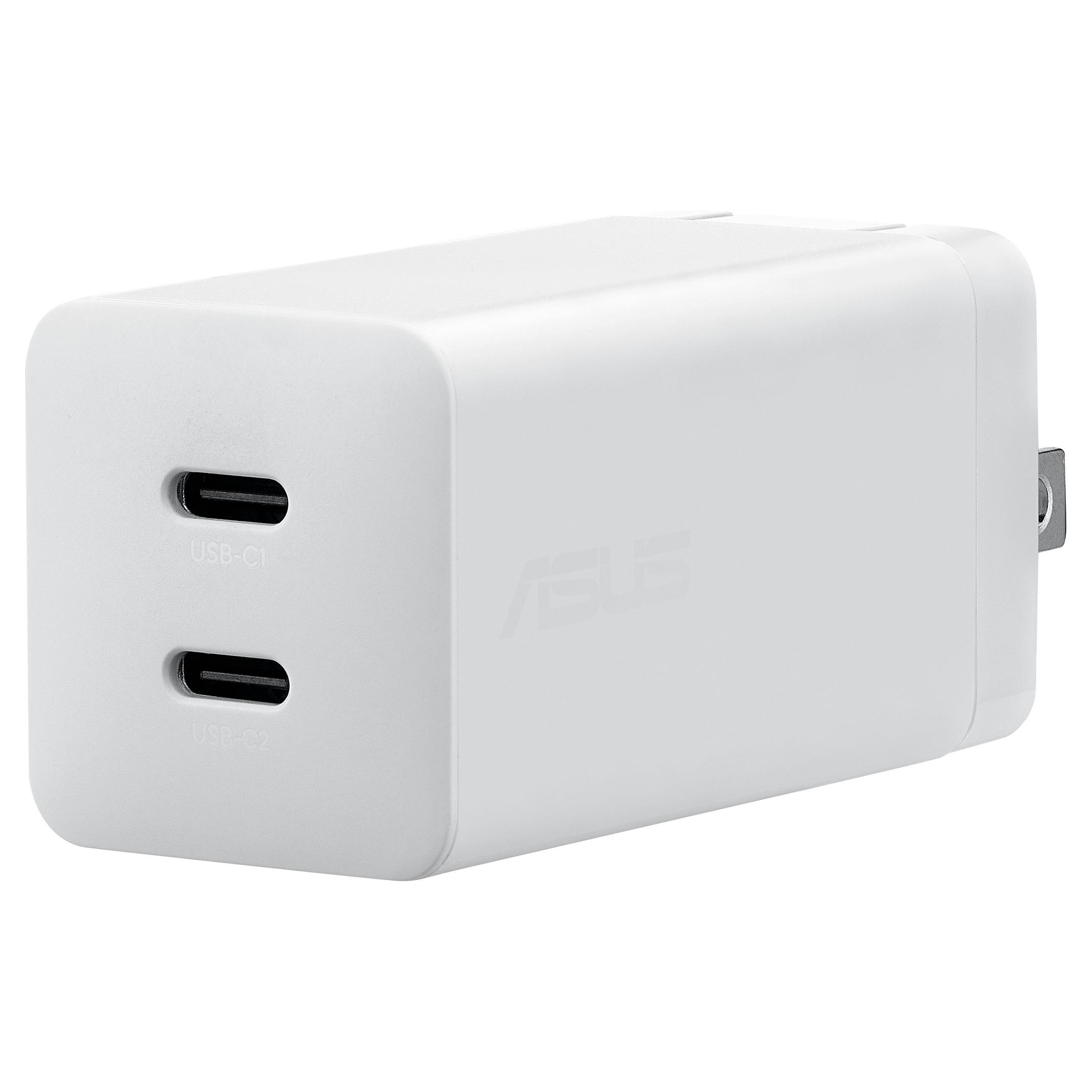 ASUS AC65-05 vægoplader 65 W - hvid, 2× USB‐C, hurtigopladning (PD 3.0/PPS)