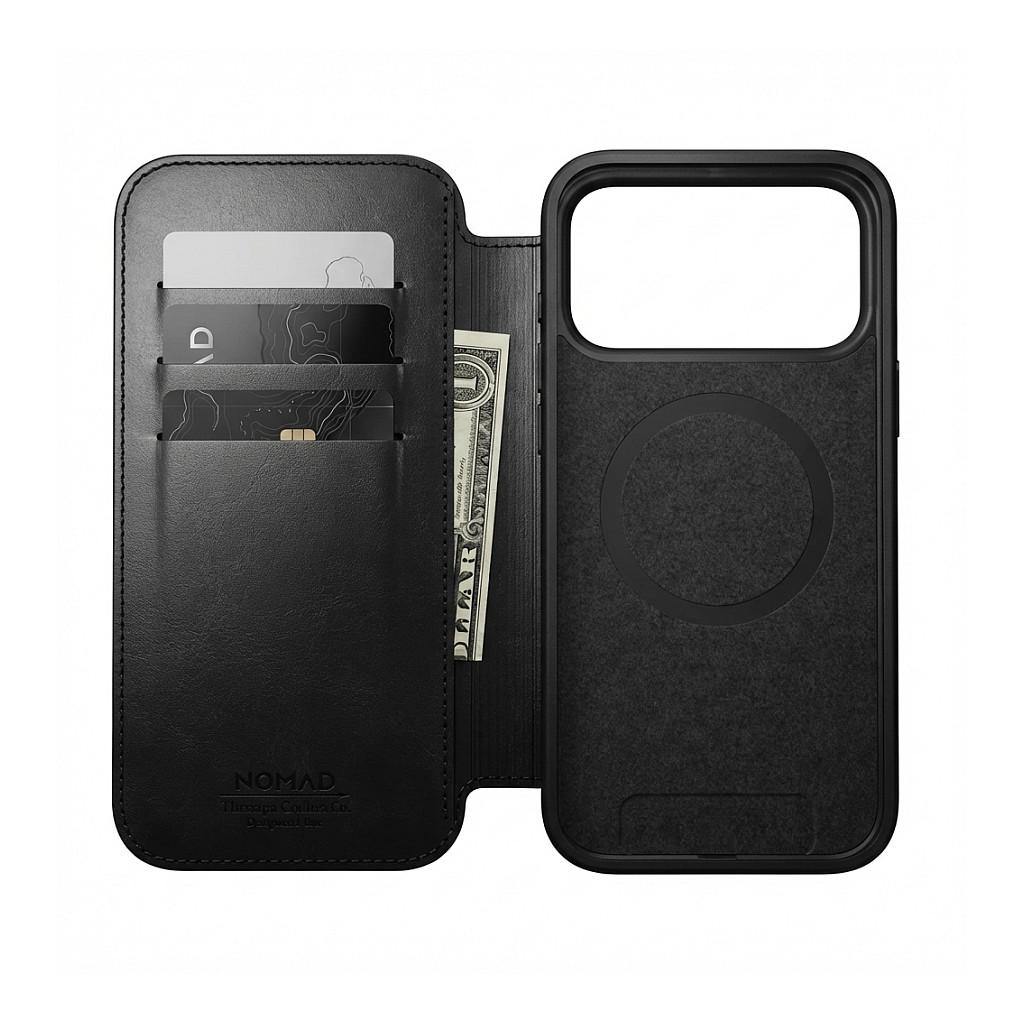Folio-mobilcover Nomad Modern Leather til iPhone 17 Pro - Black Horween