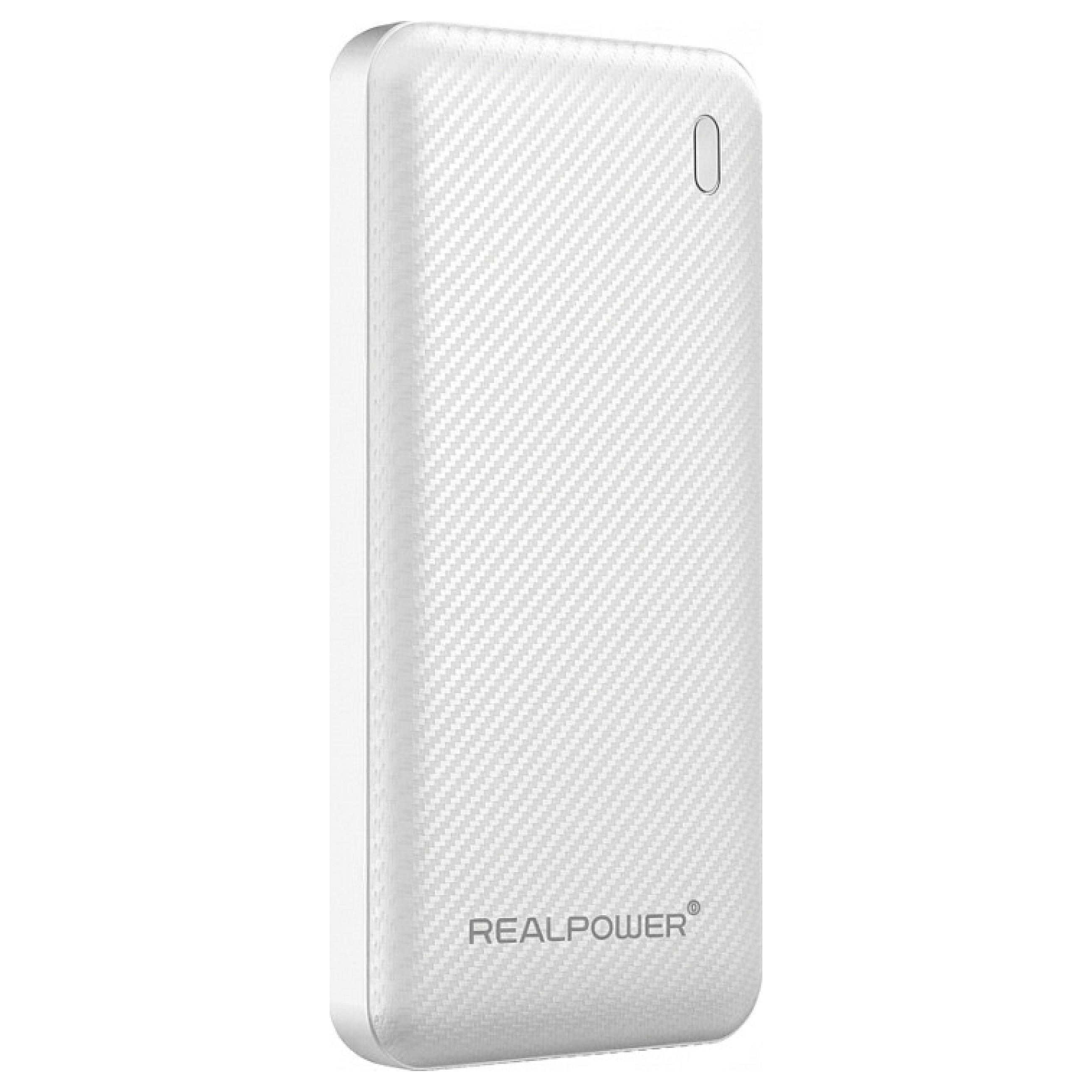 Powerbank RealPower PB-10000 SSB - 10.000 mAh, hvid