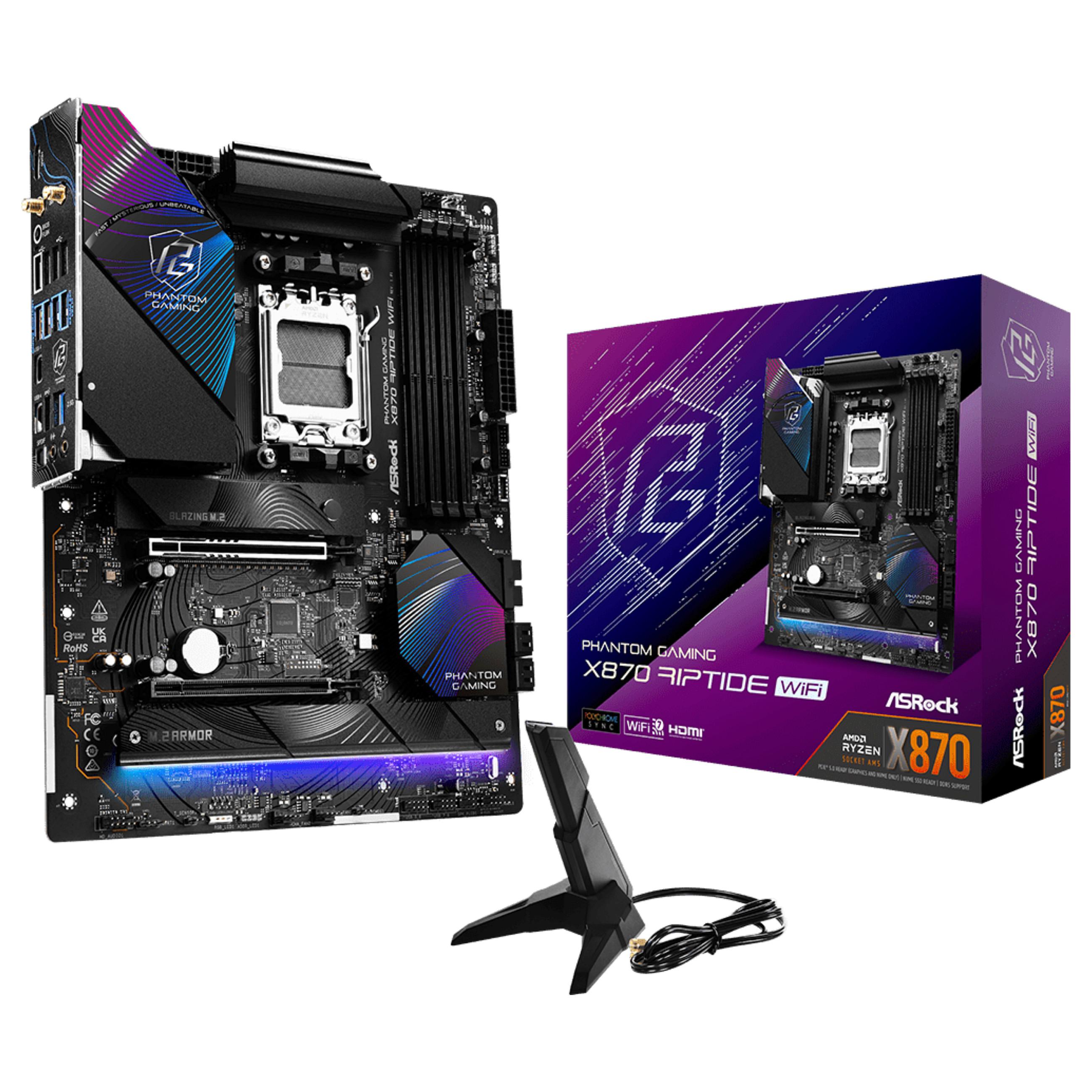 ASRock X870 RIPTIDE WIFI Bundkort - AMD X870 - AMD AM5 - DDR5 RAM - ATX