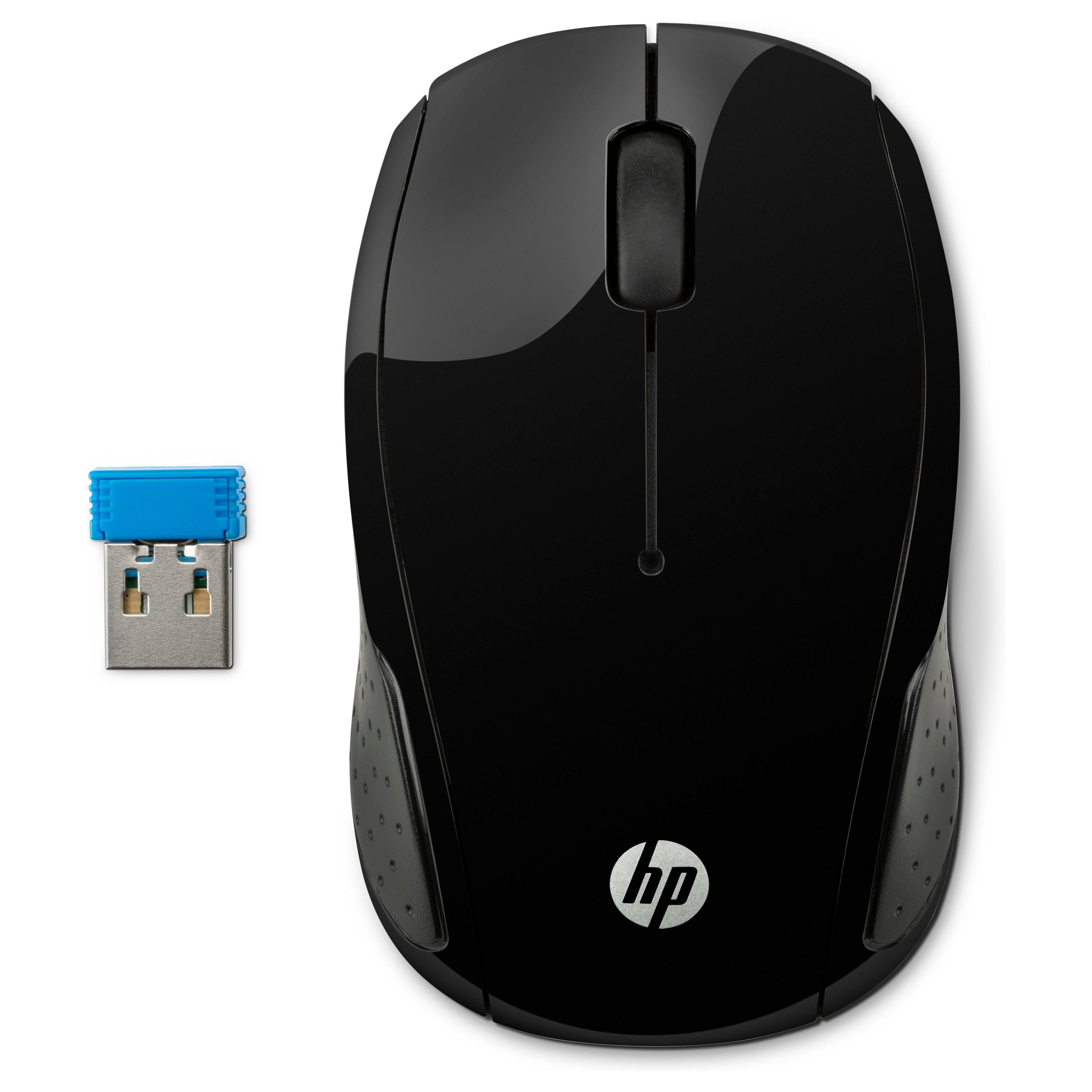 HP 200 - Mus - højre- og venstrehåndet - optisk - trådløs - 2.4 GHz - trådløs modtager (USB) - for HP 20, 22, 24, 27, 460 Pavilion 24, 27, 590, 595, TP01 Pavilion Laptop 14, 15