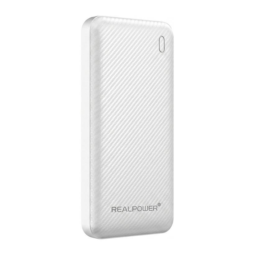 Powerbank RealPower PB-10000 Plus 10.000 mAh 20 W - hvid