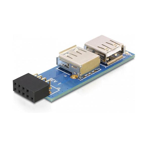 USB-headeradapter DeLOCK 9-pin til 2 x USB 2.0-A