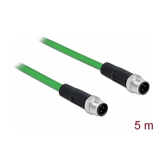 Netværkskabel DeLOCK M12 D-kodet 4-pin han til han TPU 5 m