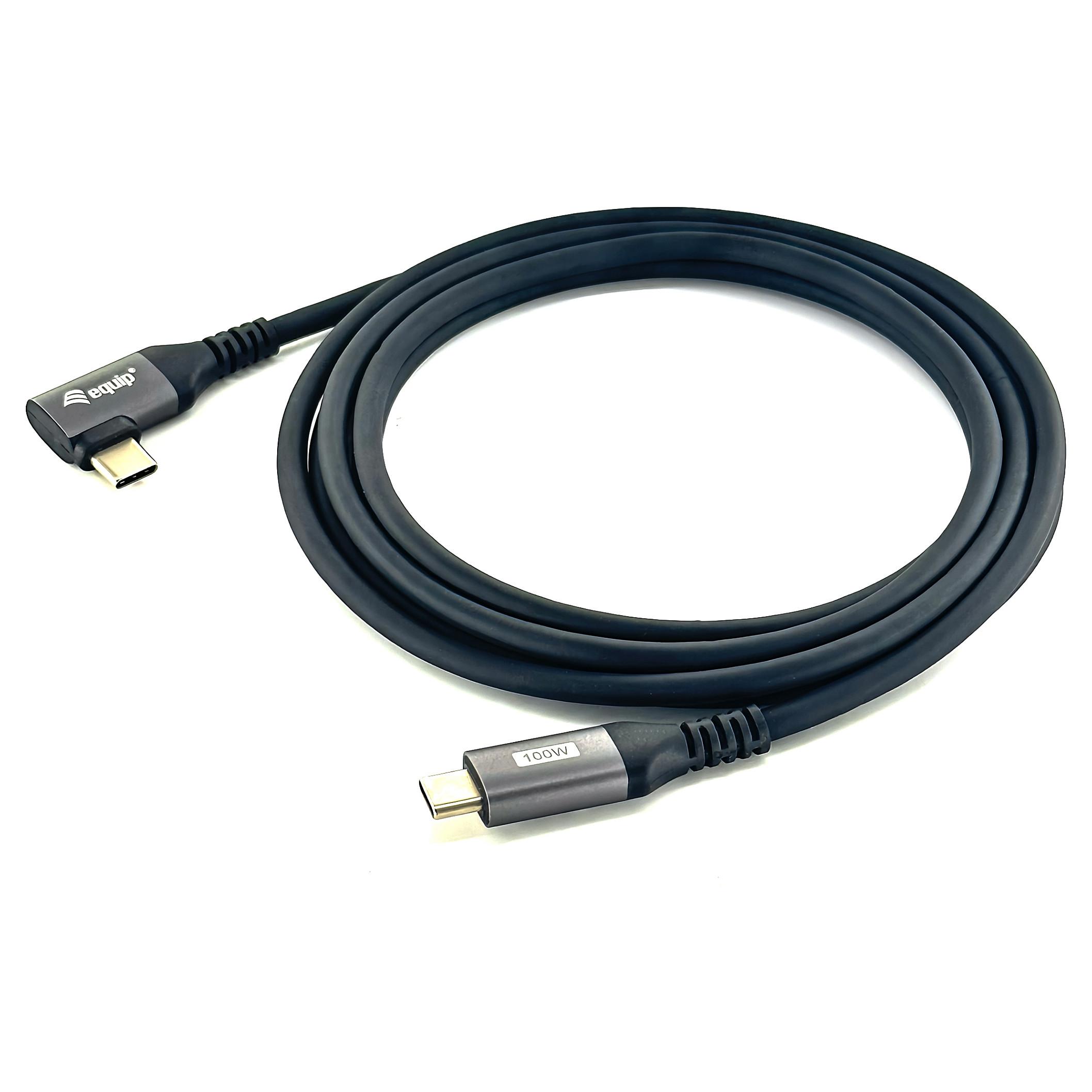 USB-C kabel Equip 90° vinklet USB 2.0 - 2 m, sort