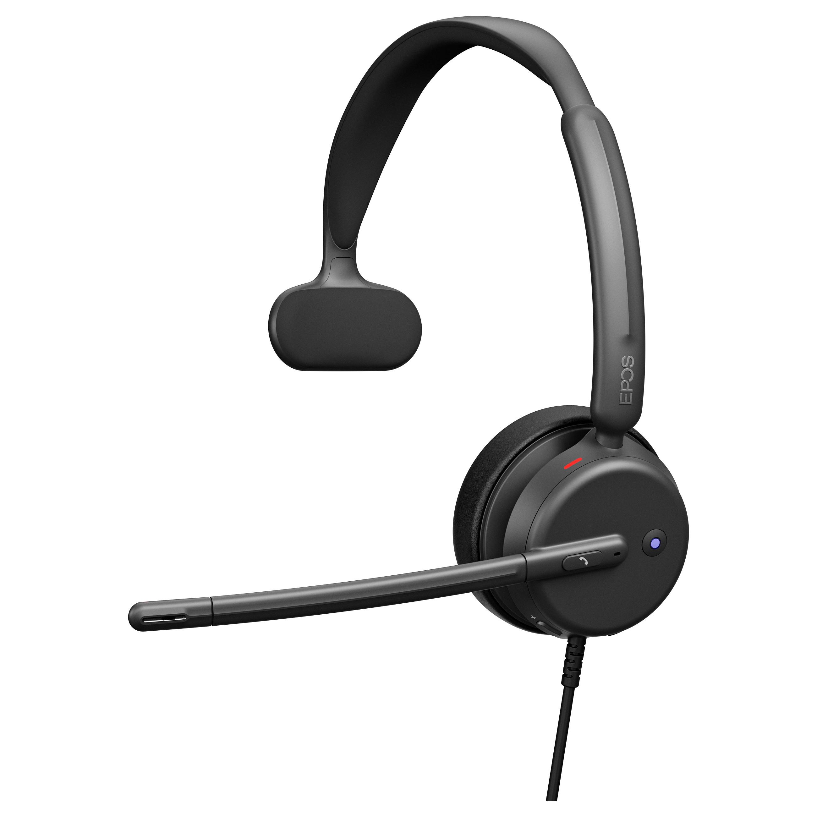 EPOS IMPACT 430T headset, mono, on-ear, kablet, USB-C med USB-A-adapter, sort