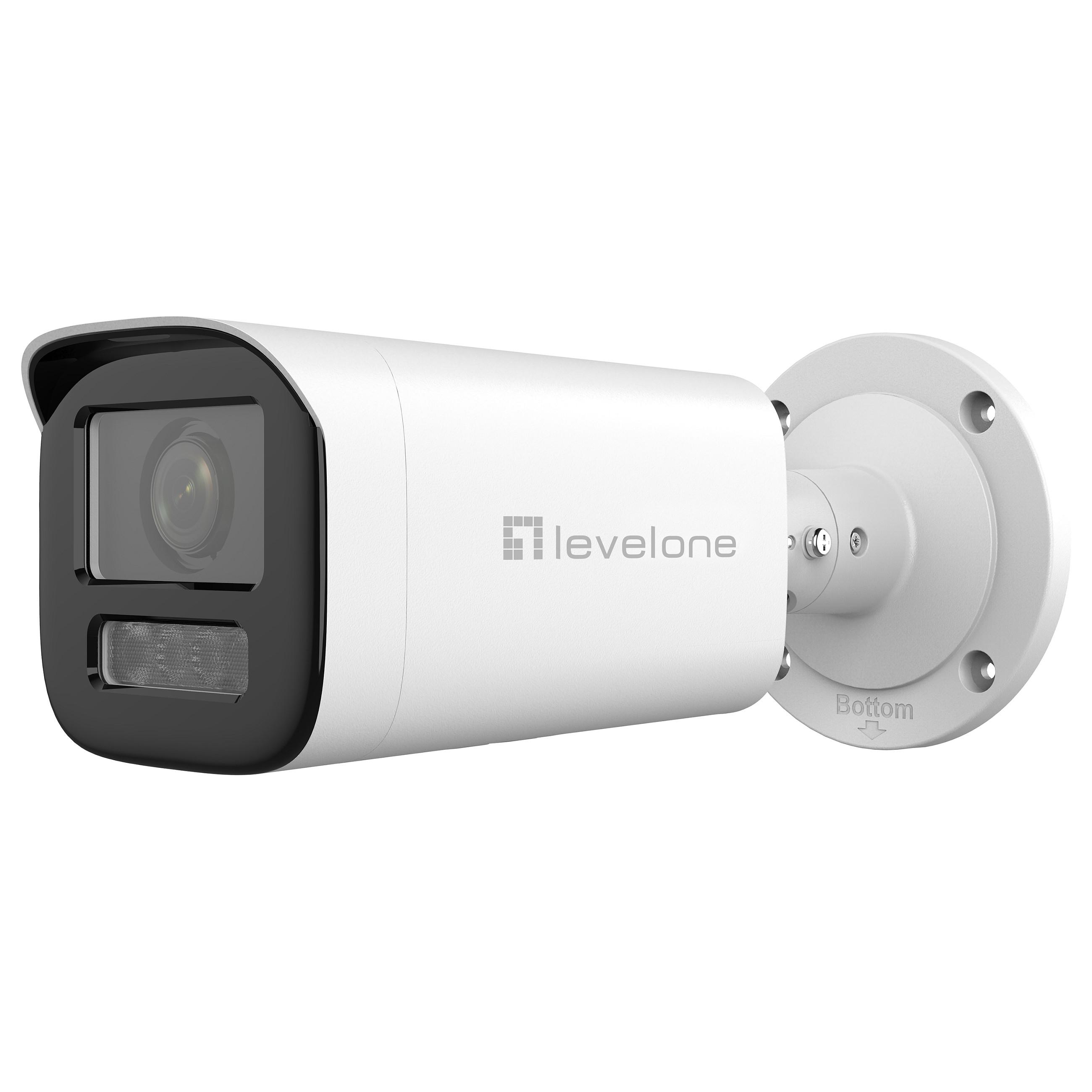 LevelOne FCS-5222 Zoom IP Overvågningskamera - 2MP, H.265, Indendørs/Udendørs, IP67 - Hvid
