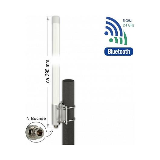 WLAN-antenne DeLOCK 12632 dual-band N-hun 6,2-8,0 dBi - hvid