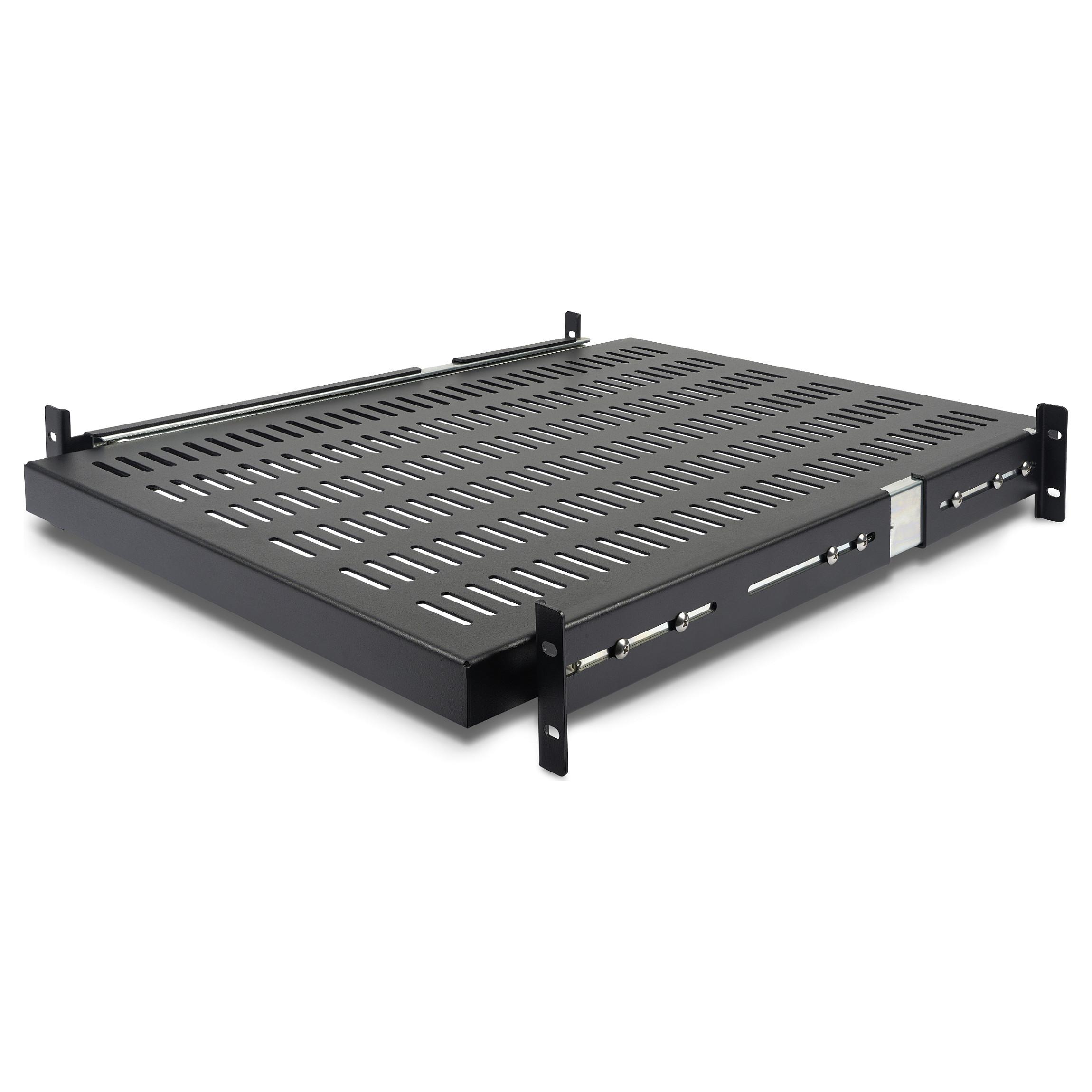 Startech Server Rack Shelf - 2U - 20 to 30in Adjustable Mounting Depth - Vented - Server Rack Cabinet Shelf - 24in Deep - Rackhylde - 1U - 19 - for P/N: RK1233BKM, RK2433BKM, RK2537BKM, RK3236BKF, RK4236BKB, RK4242BK24, RK4242BK30