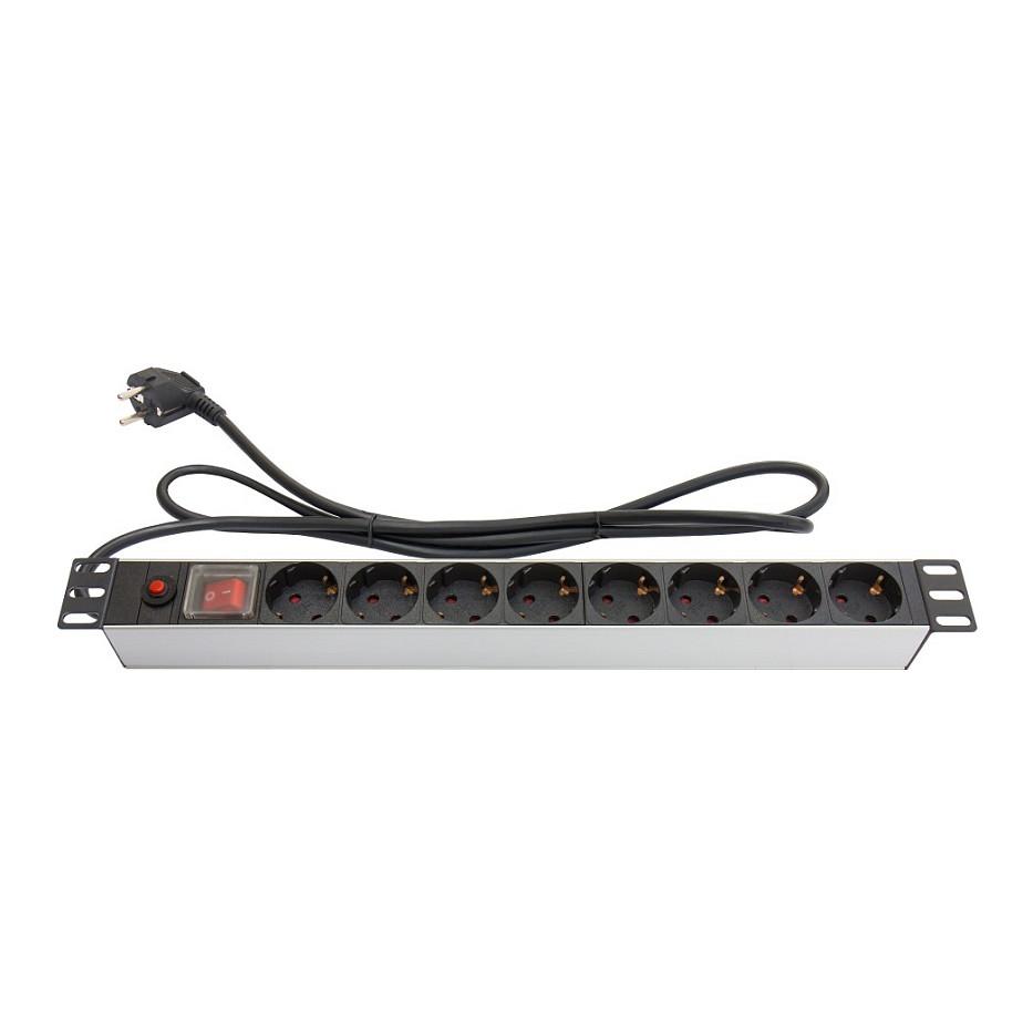 Alcasa GC-N0087, 1,8 m, Indendørs, Type F, Type F (CEE 7/4), Aluminium, Sort, Sølv