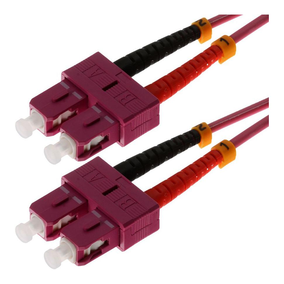 Fiberoptisk patchkabel Helos OM4 SC/SC duplex LSZH 10 m - erikaviolet