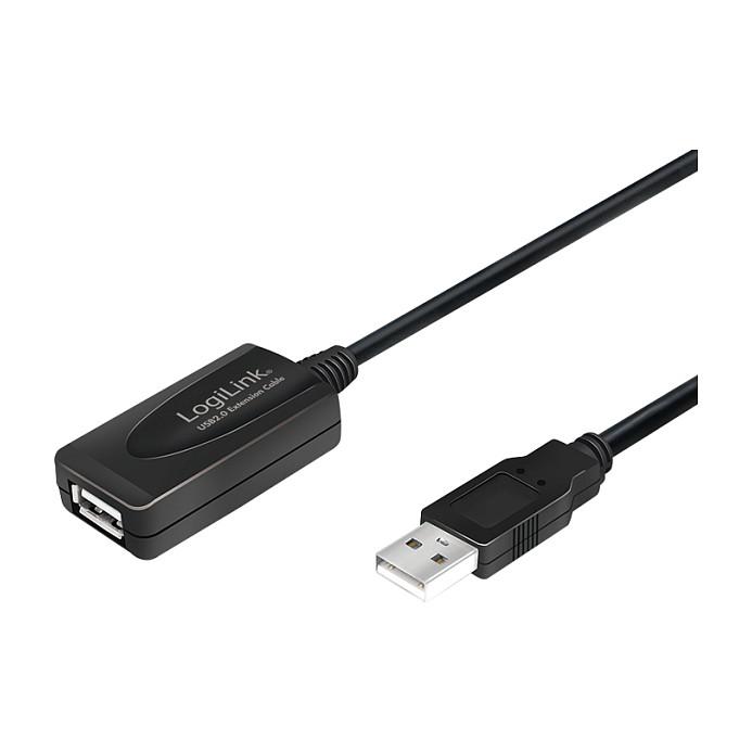 USB 2.0-forlængerkabel LogiLink USB-A han til USB-A hun 10 m - sort