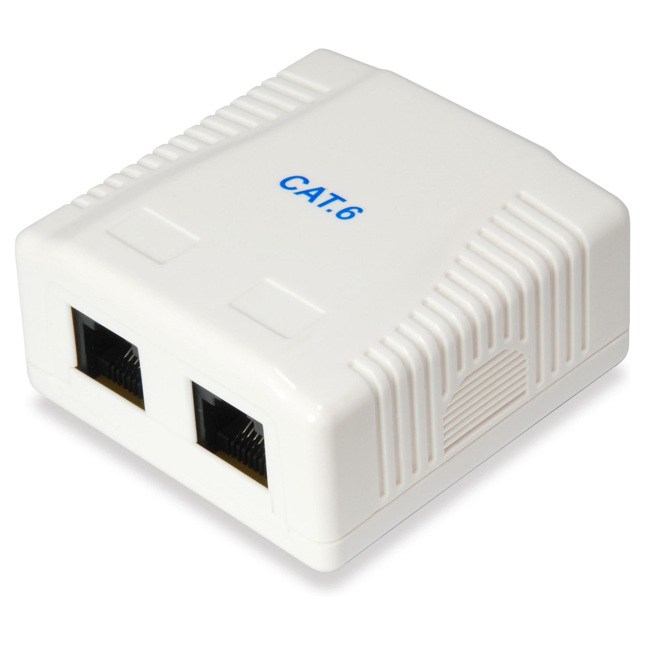 Påbygningsdåse Equip Cat6 2 x RJ45 UTP - RAL 9010