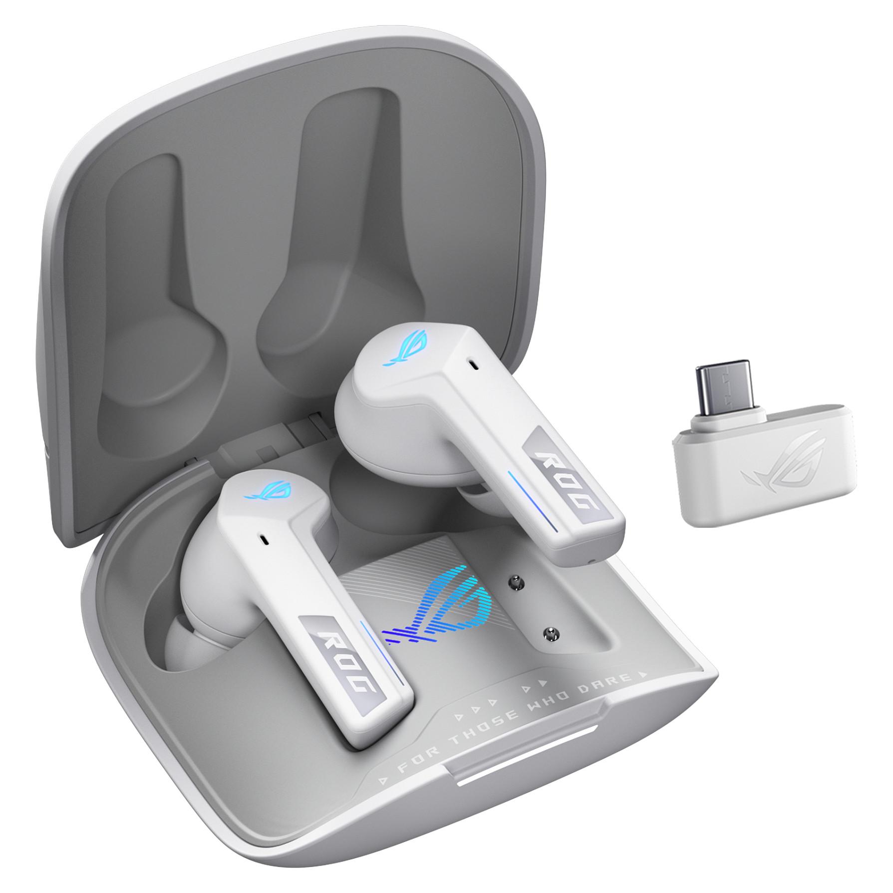 ASUS ROG Cetra True Wireless SpeedNova Headphones, 2.4 GHz & Bluetooth 5.3 - White Headset - GEEKD.dk