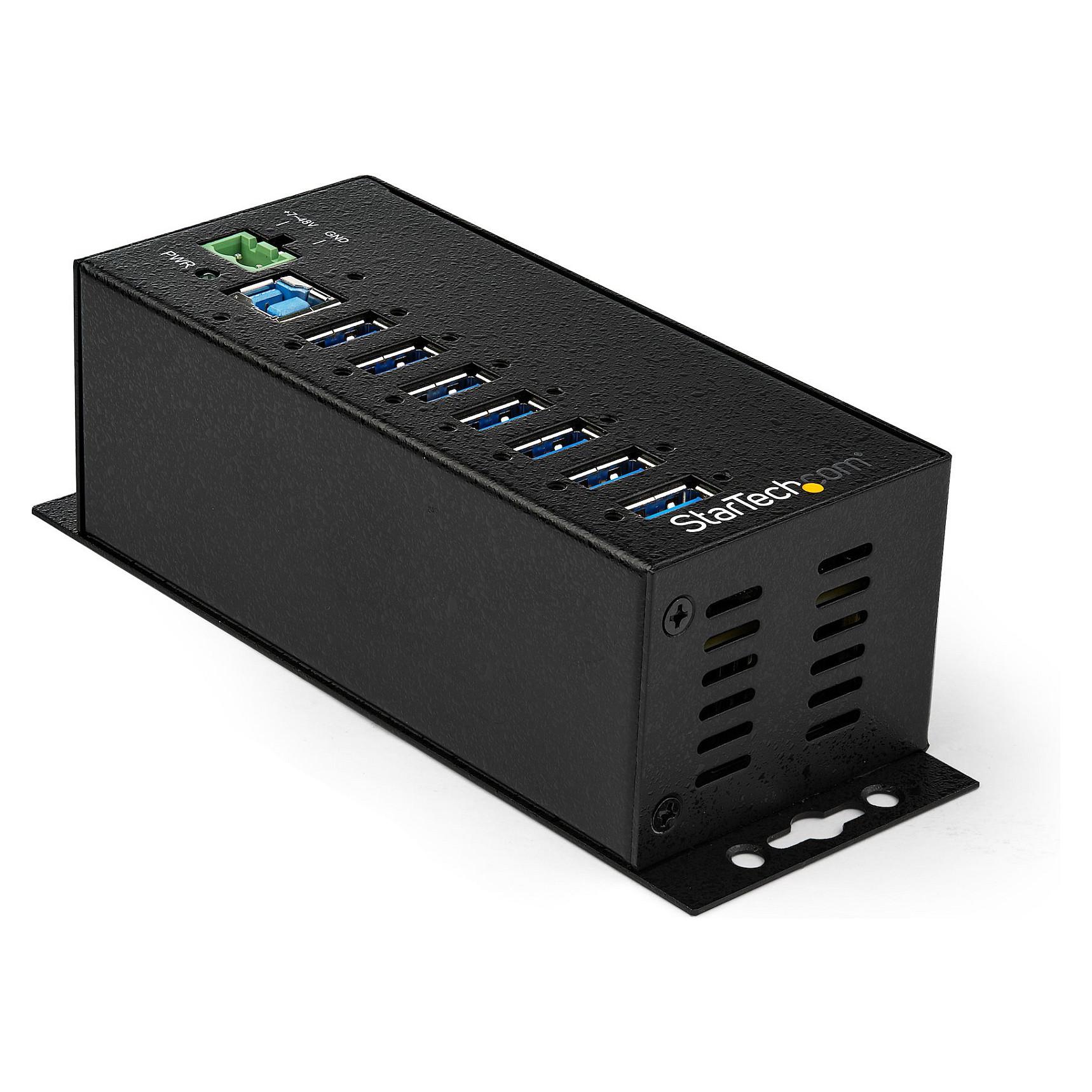StarTech.com 7 Port USB Hub w/ Power Adapter - Metal Industrial USB 3.0 Data Hub - Din Rail, Wall & Desk Mountable USB 3.1 Gen 1 5Gbps Hub Hub 7 porte USB
