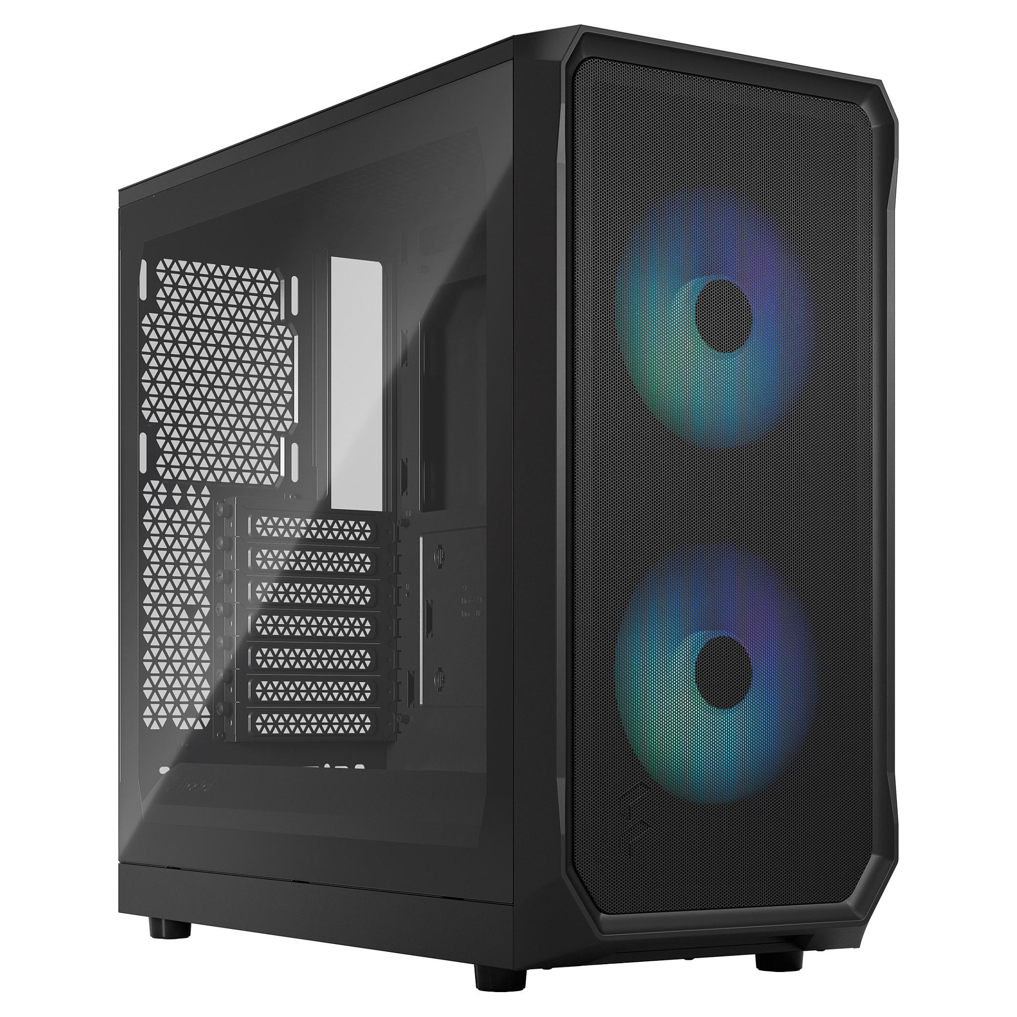 Fractal Design Focus 2 - sort ATX PC-kabinet med hærdet glas og 2x 140 mm ARGB-frontblæsere