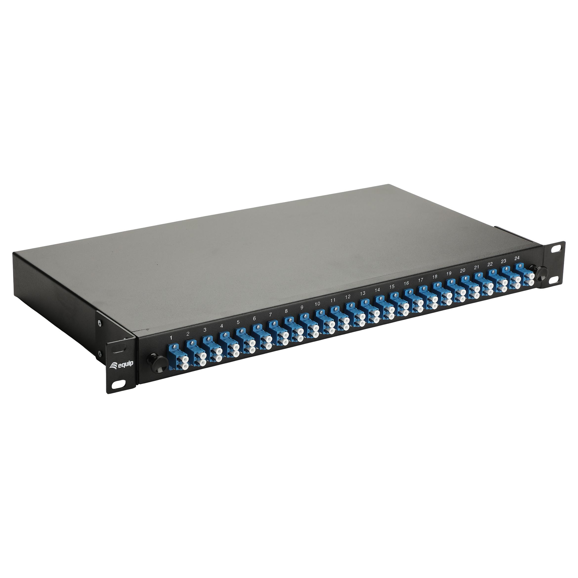 Equip 24-port fiberoptisk splejseboks med LC Duplex, OS2, 1U rackmontering - sort