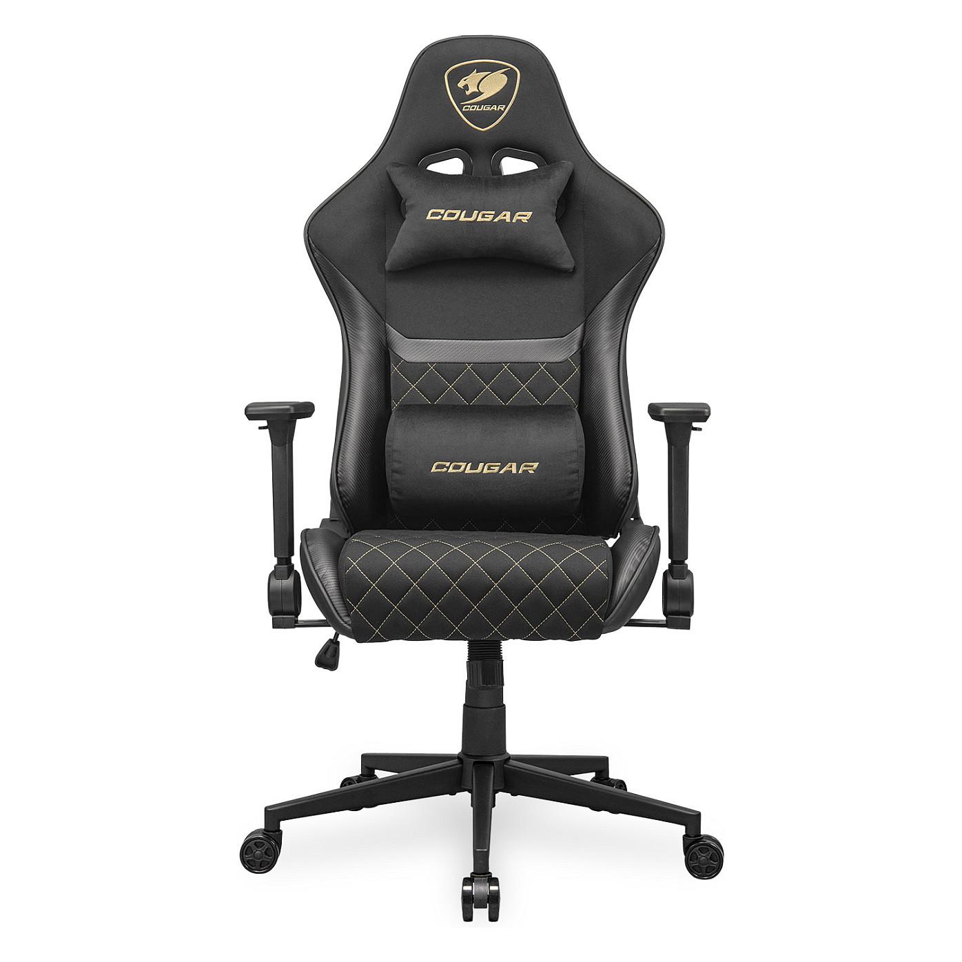 COUGAR Armor One V2 Gold F gamerstol i PVC/stof med 4D-armlæn, sort/guld