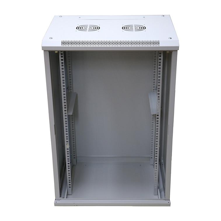 Extralink 15U væghængt rackskab 600 x 450 mm - grå 19" med glasfront og stålsider