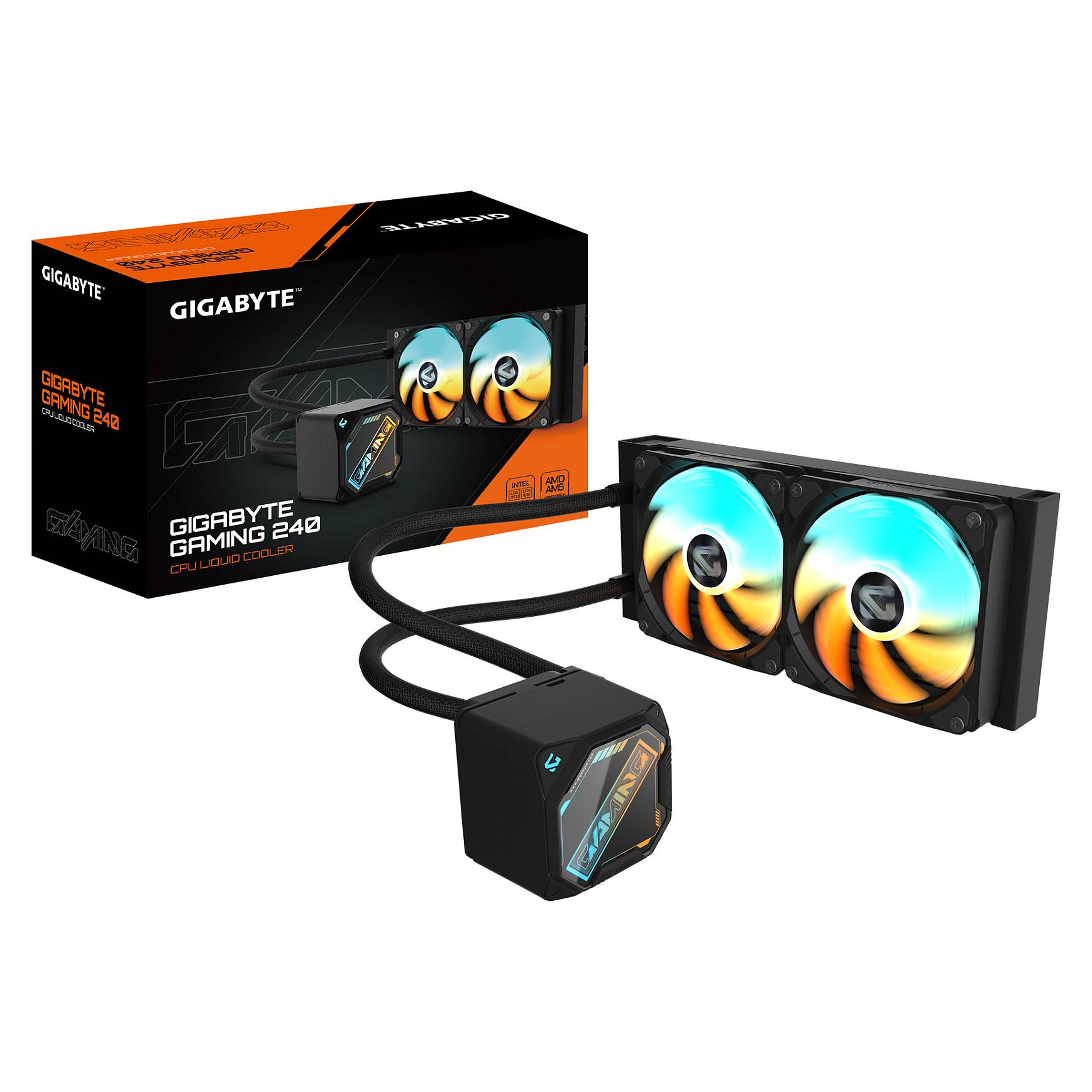 GIGABYTE GAMING 240 - Processors flydende kølesystem - (for: LGA115x Socket, LGA1200, LGA1700, LGA1851, AM4, AM5) - kobber - 120 mm - sort